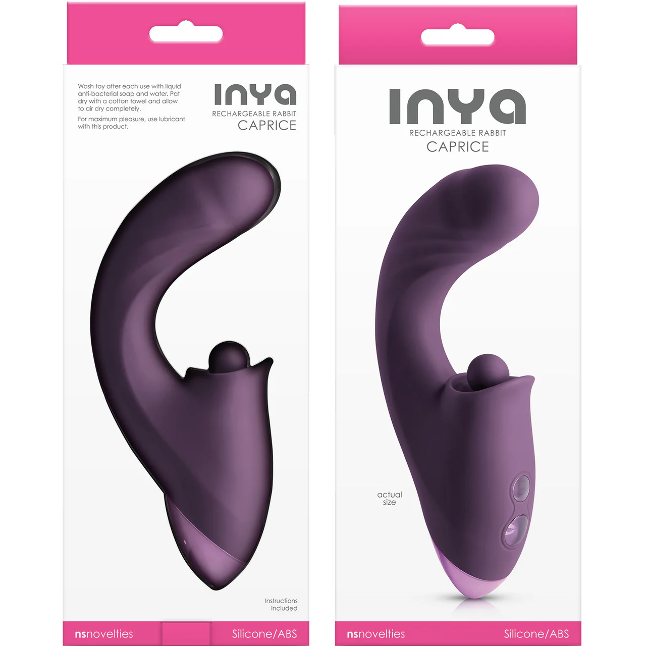 Inya Caprice Rechargeable Silicone Thrusting Dual Stimulation Vibrator - Purple - Image 3
