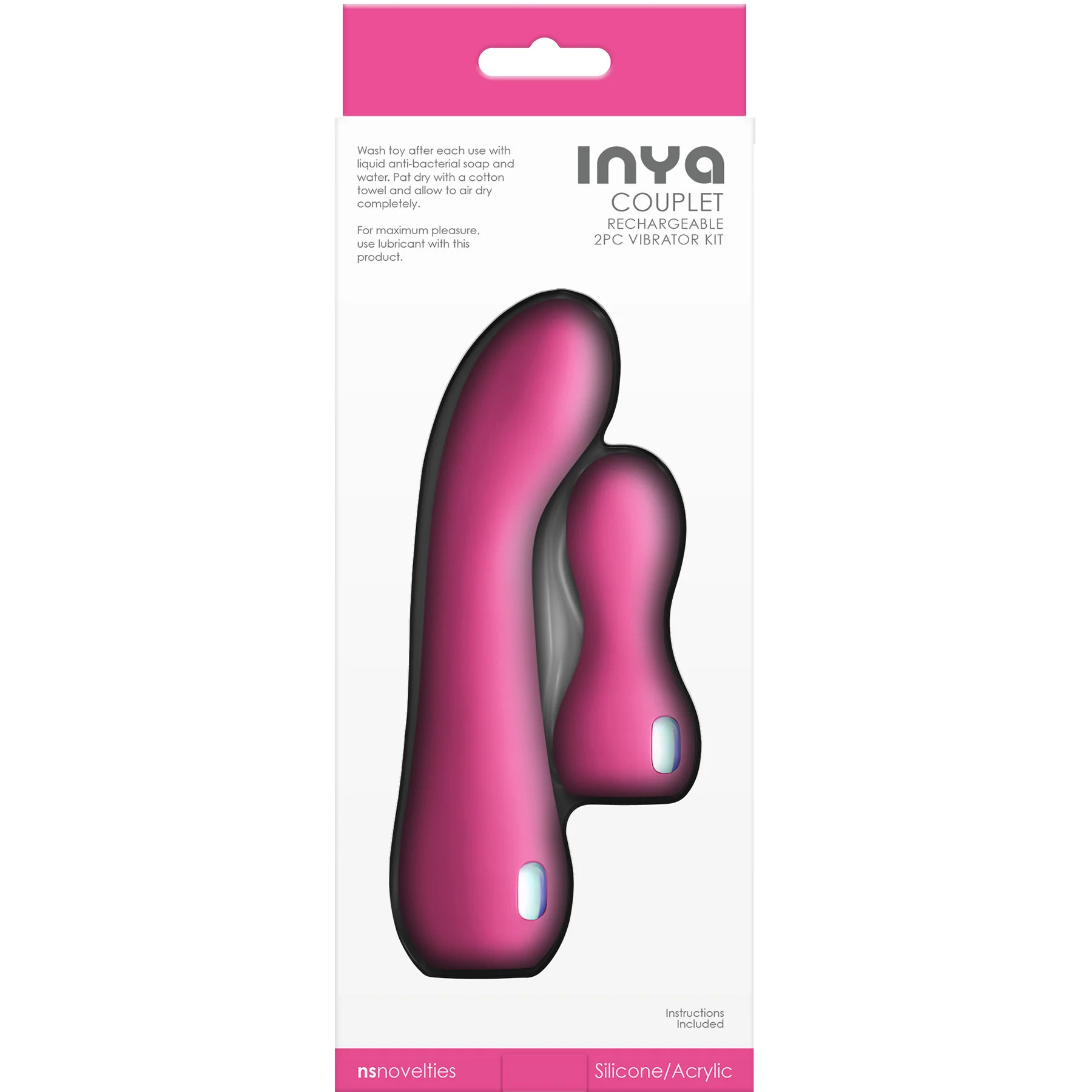 INYA Couplet Rechargeable Silicone 2 Piece Vibrator Set By NS Novelties - Image 4