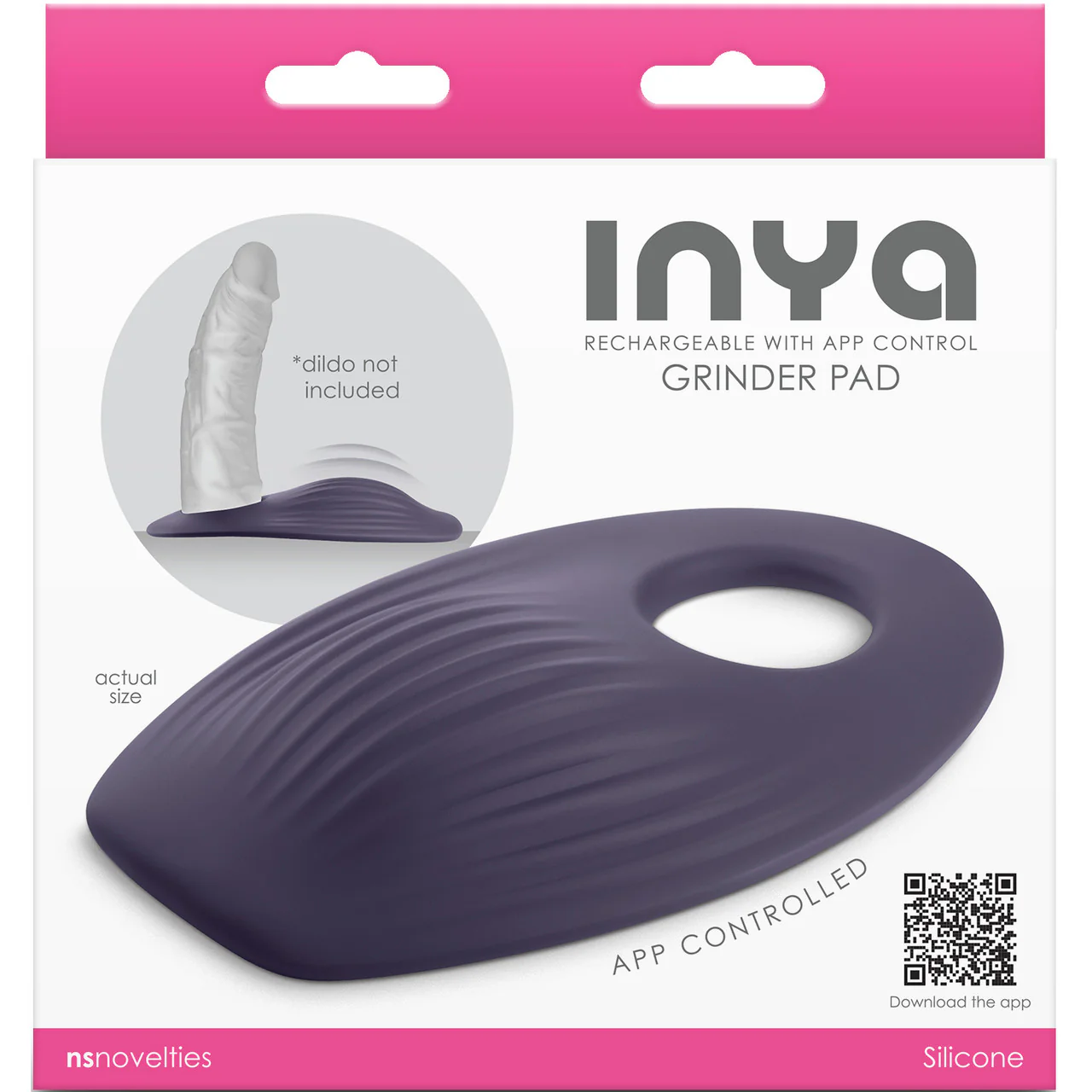 Inya Grinder Silicone App Controlled Waterproof Grinder Pad With Dildo Holder - Gray - Image 4