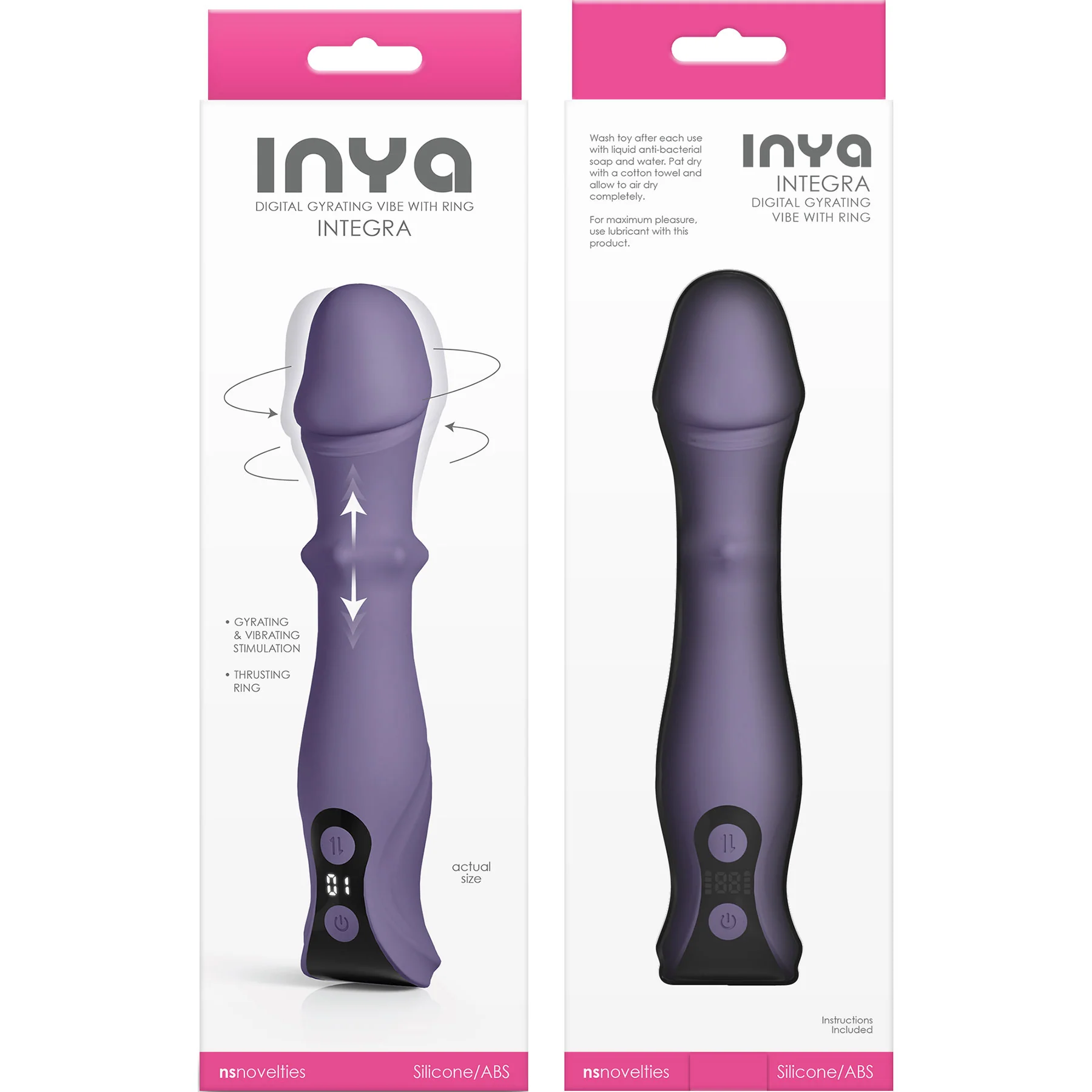 INYA Integra Gyrating Silicone Multifunction Vibrator With Sliding Ring - Image 3