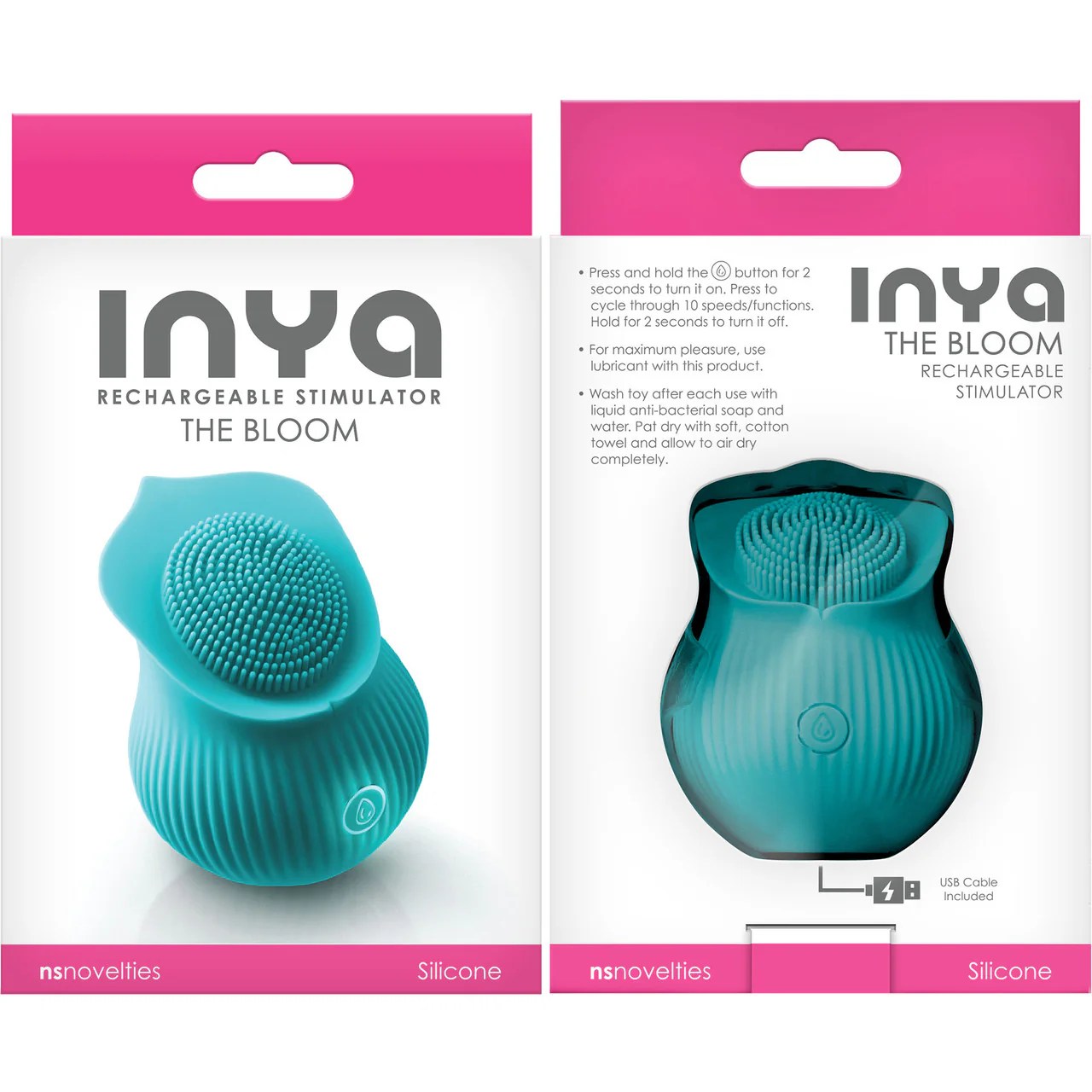 Inya The Bloom Rechargeable Silicone Clitoral Stimulator - Teal - Image 3