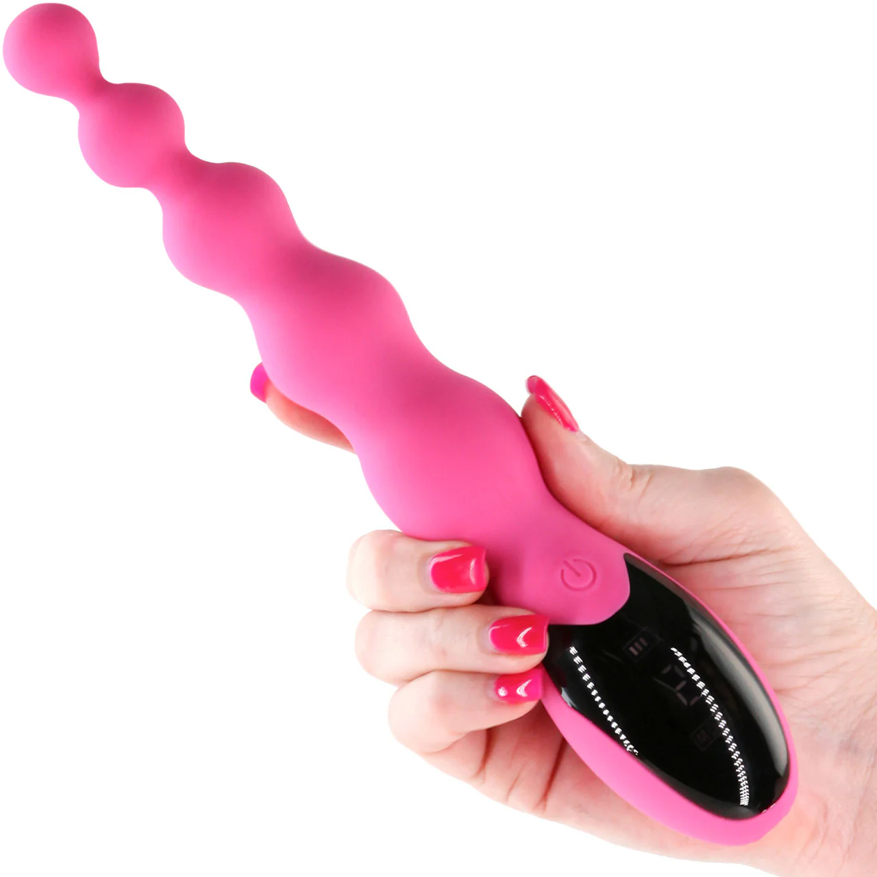 Inya Virtua Rechargeable Waterproof Silicone Beaded Vibrator With Digital Screen - Pink - Image 2