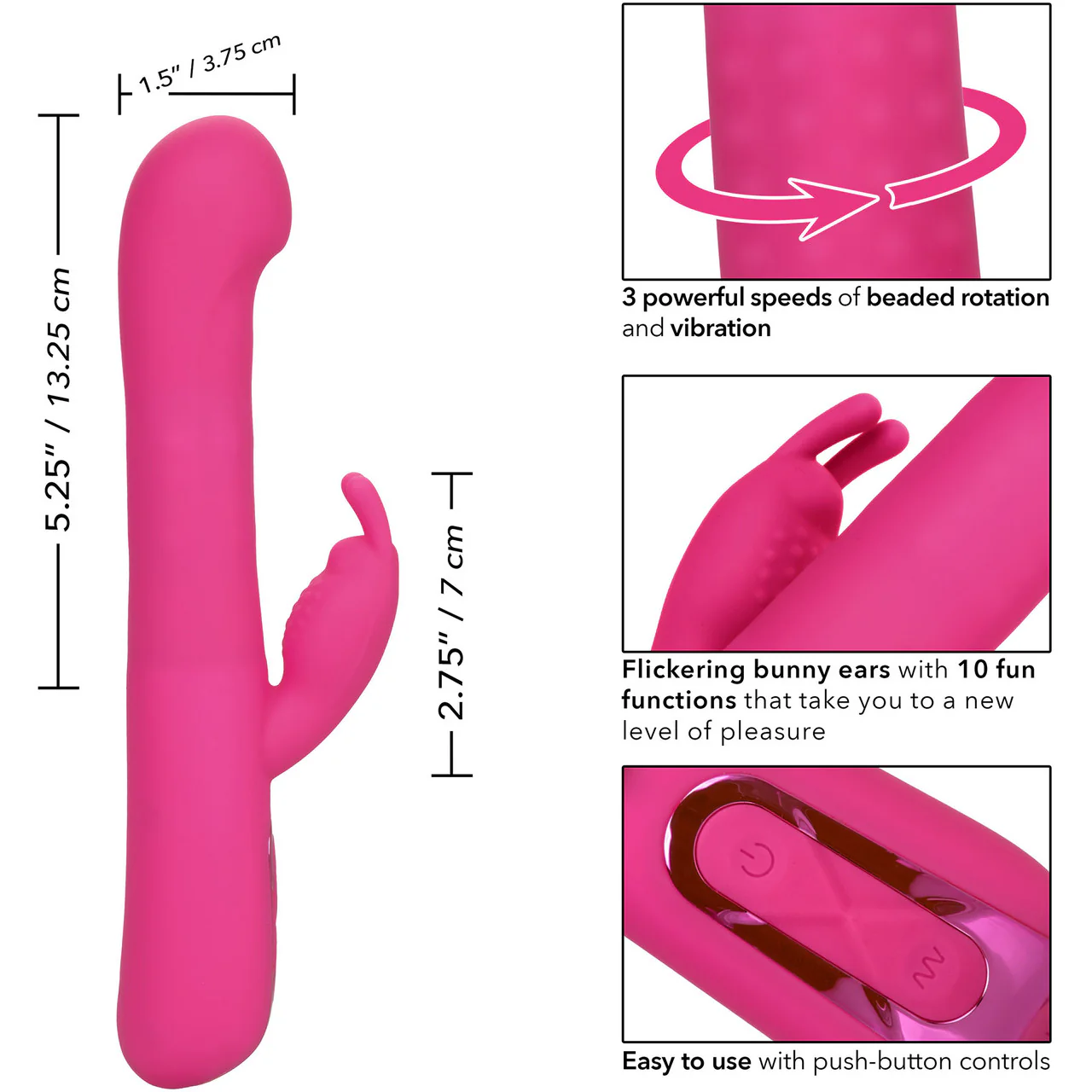 Jack Rabbit Elite Beaded G Rabbit Silicone Rechargeable Dual Stimulation Vibrator By CalExotics - Image 10