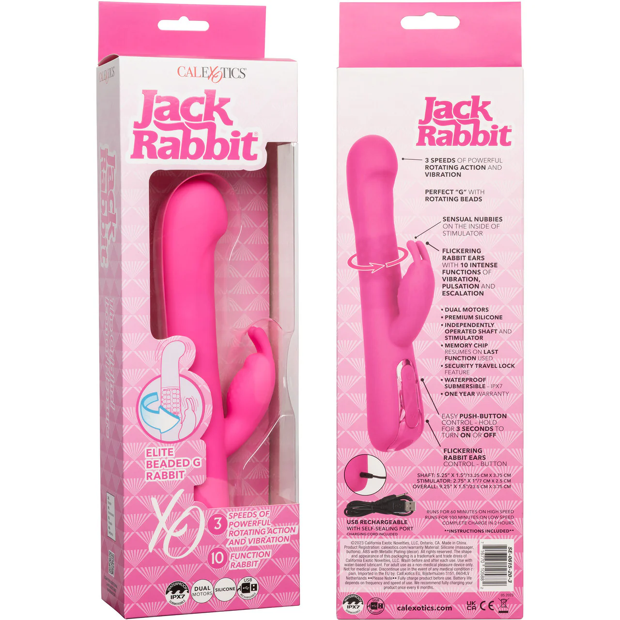 Jack Rabbit Elite Beaded G Rabbit Silicone Rechargeable Dual Stimulation Vibrator By CalExotics - Image 12
