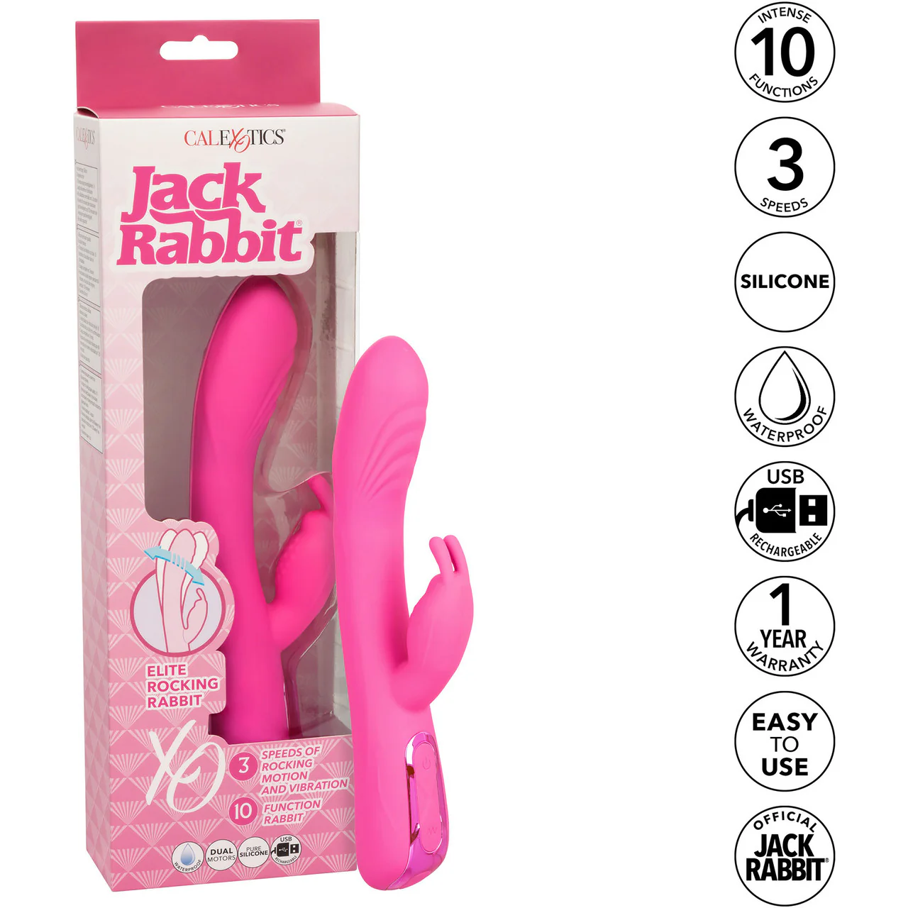 Jack Rabbit Elite Rocking Rabbit Silicone Rechargeable Dual Stimulation Vibrator By CalExotics - Image 10