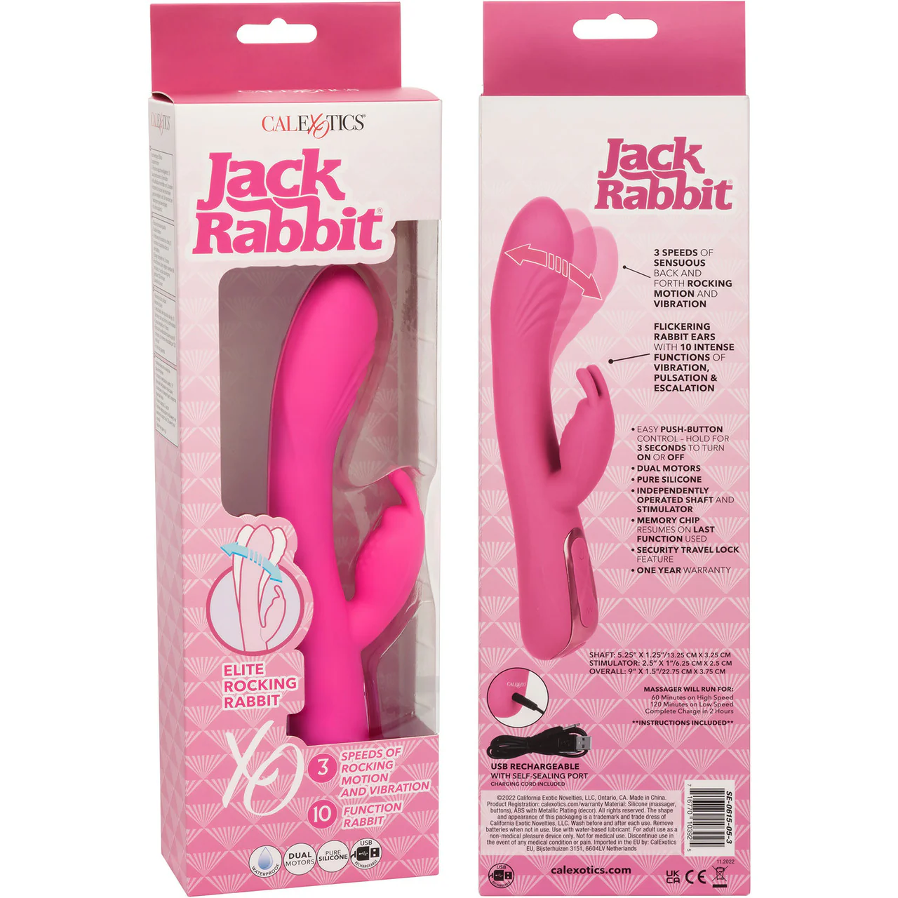 Jack Rabbit Elite Rocking Rabbit Silicone Rechargeable Dual Stimulation Vibrator By CalExotics - Image 11