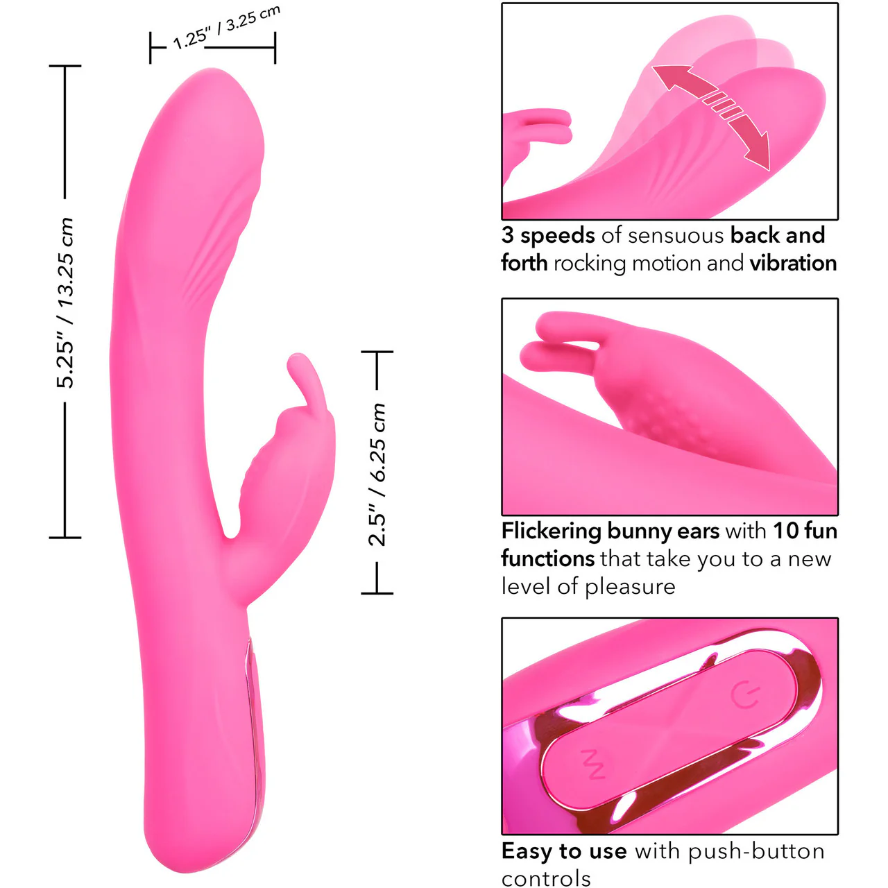 Jack Rabbit Elite Rocking Rabbit Silicone Rechargeable Dual Stimulation Vibrator By CalExotics - Image 9
