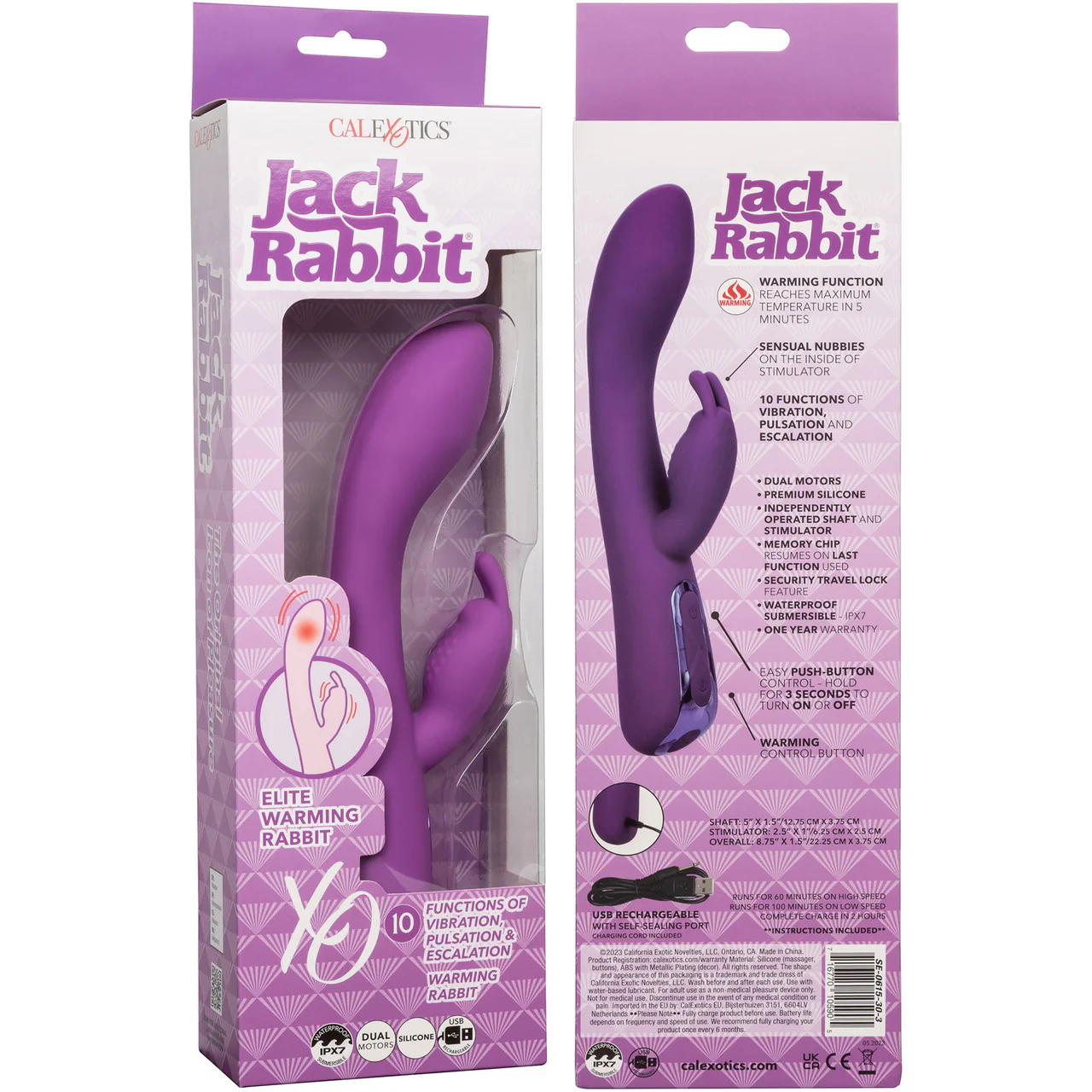 Jack Rabbit Elite Warming Rabbit Silicone Rechargeable Dual Stimulation Vibrator By CalExotics - Image 12
