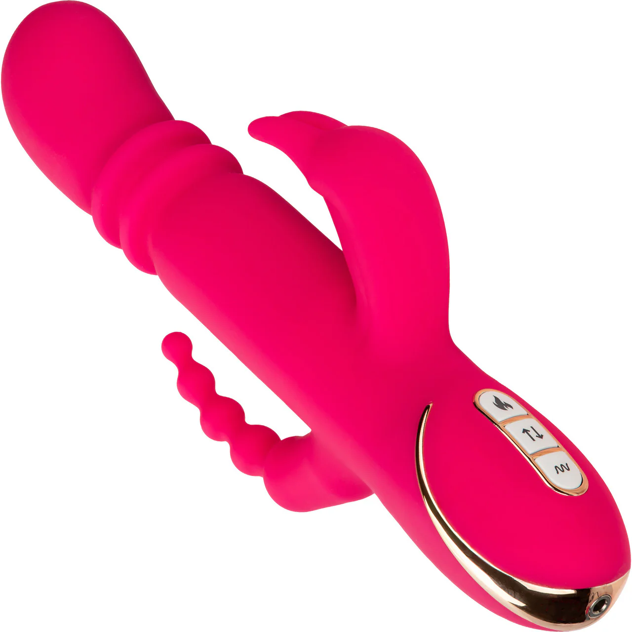 Jack Rabbit Signature Heated Silicone Triple Fantasy Rabbit Thrusting Vibrator By CalExotics - Image 4