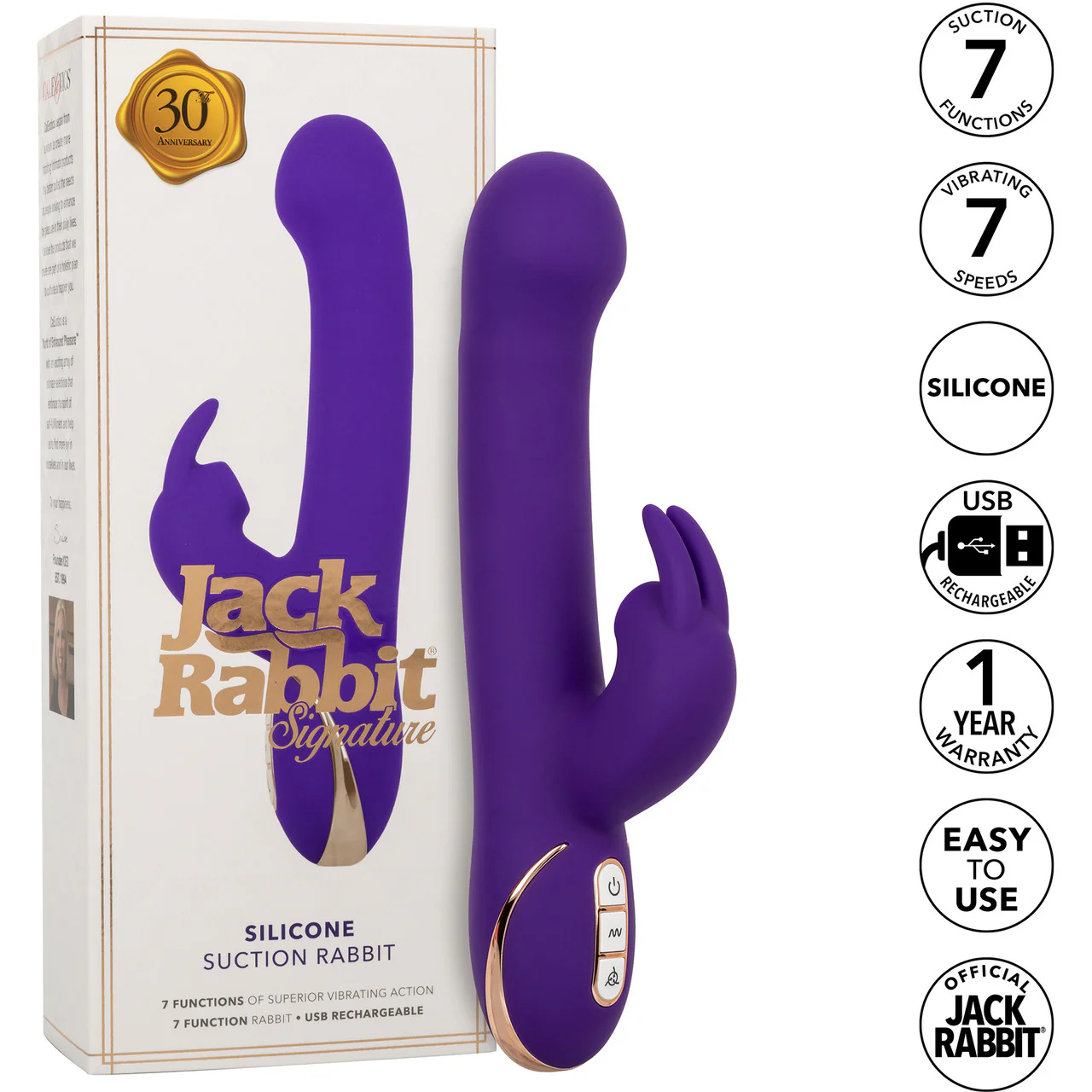 Jack Rabbit Signature Silicone Suction Rabbit Rechargeable Dual Stimulation Vibrator By CalExotics - Image 8