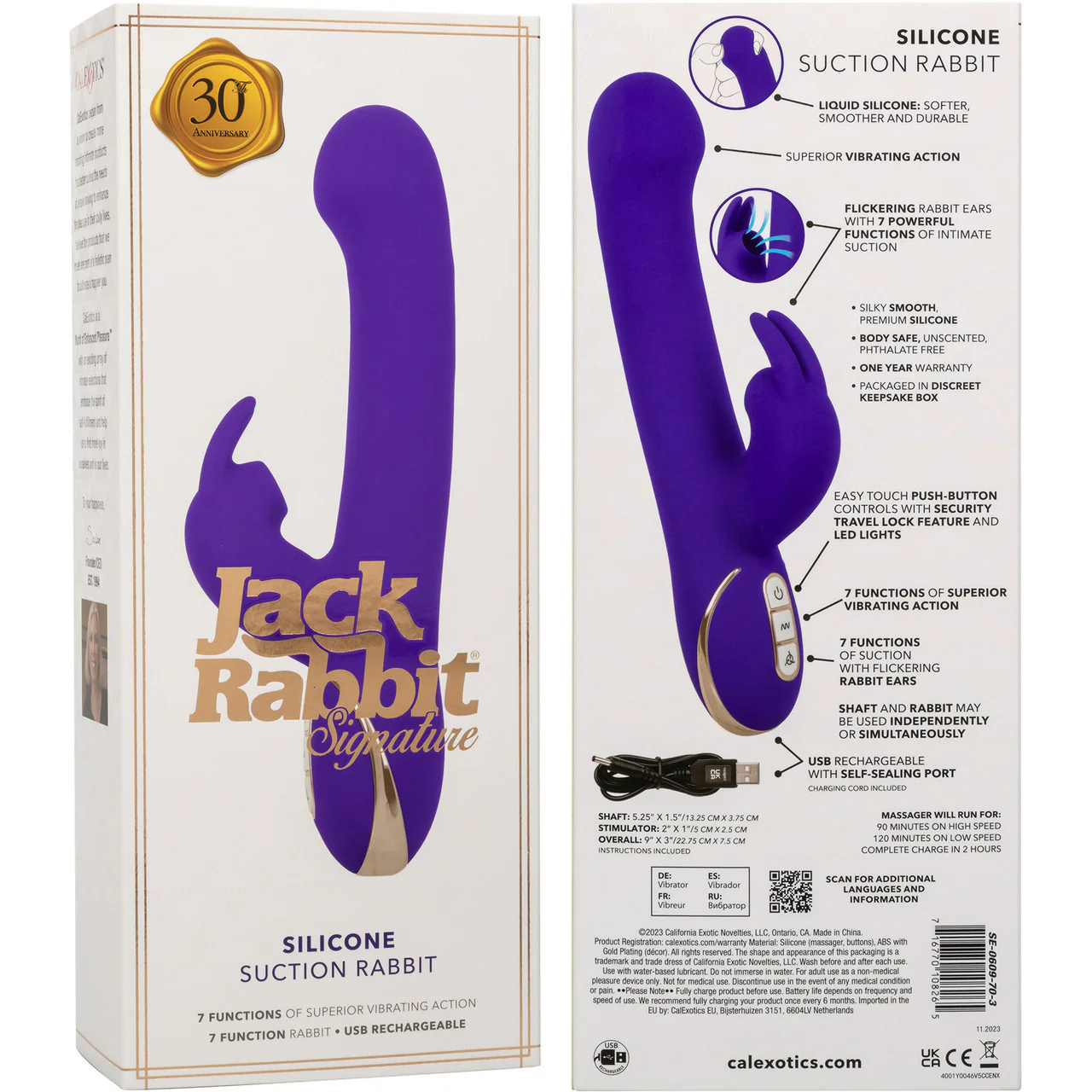 Jack Rabbit Signature Silicone Suction Rabbit Rechargeable Dual Stimulation Vibrator By CalExotics - Image 9