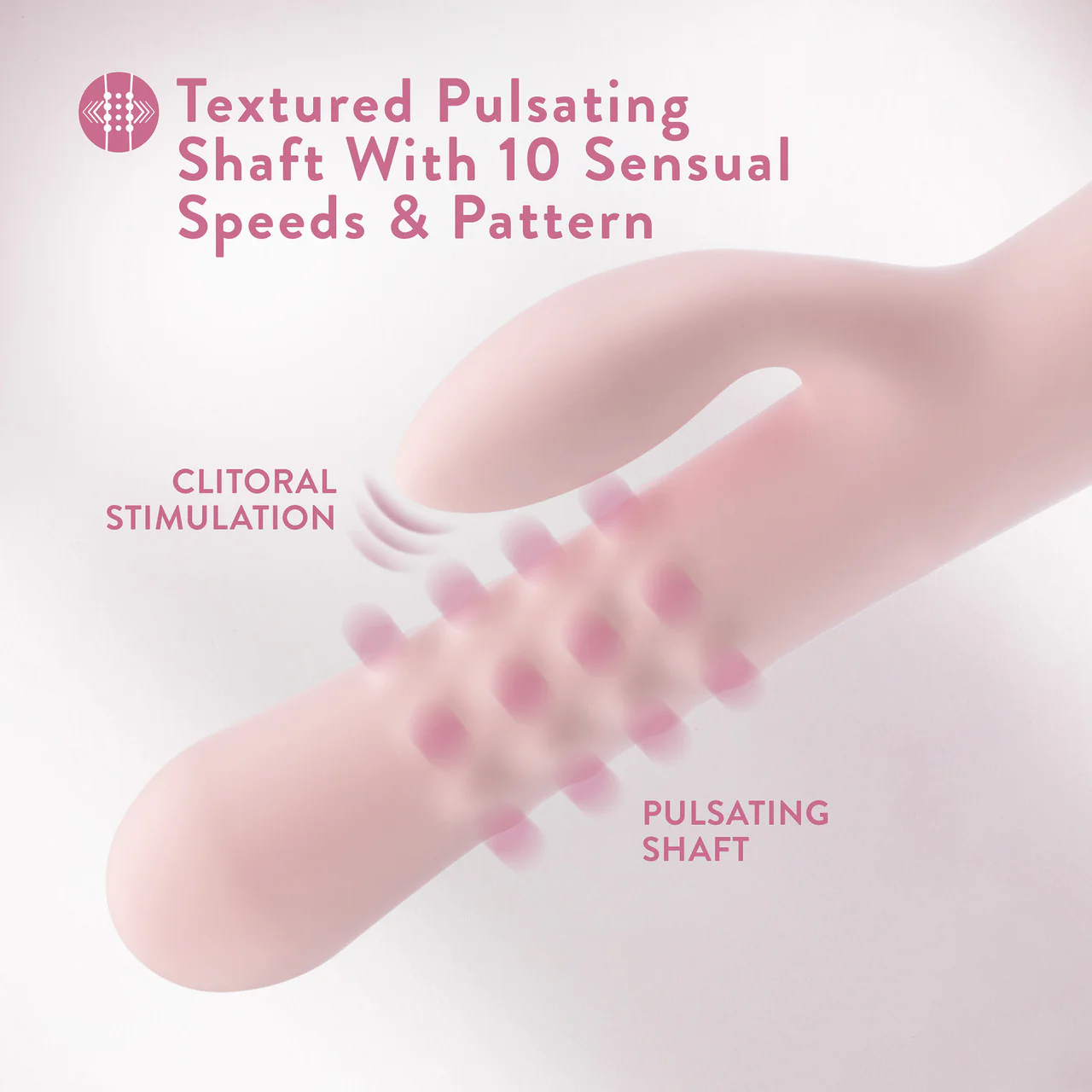 Jaymie Rechargeable Waterproof Silicone Rabbit Vibrator With Pulsating Shaft By Blush - Pink - Image 6