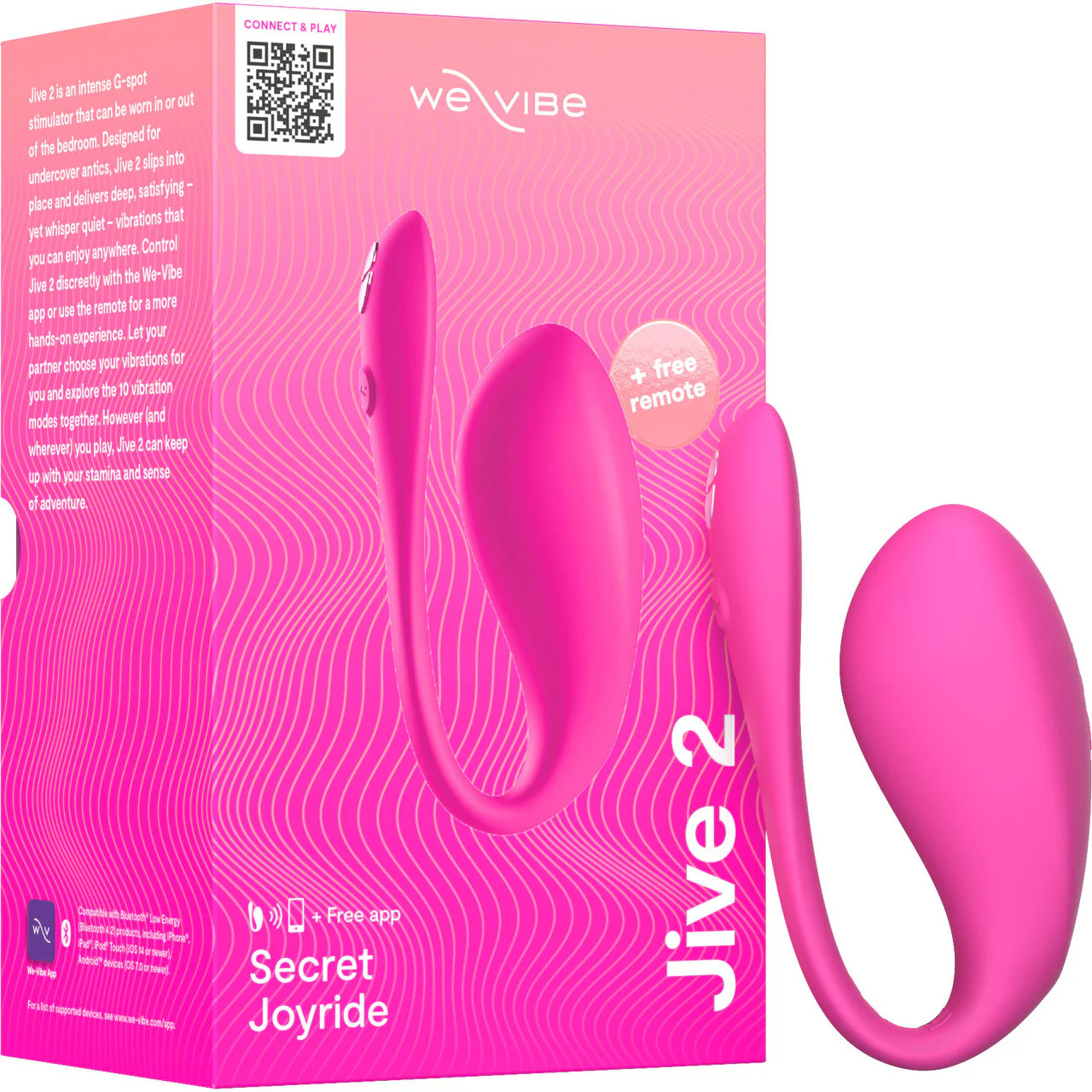 Jive 2 By We-Vibe Rechargeable Silicone App Controlled Wearable G-Spot Vibrator - Electric Pink - Image 30