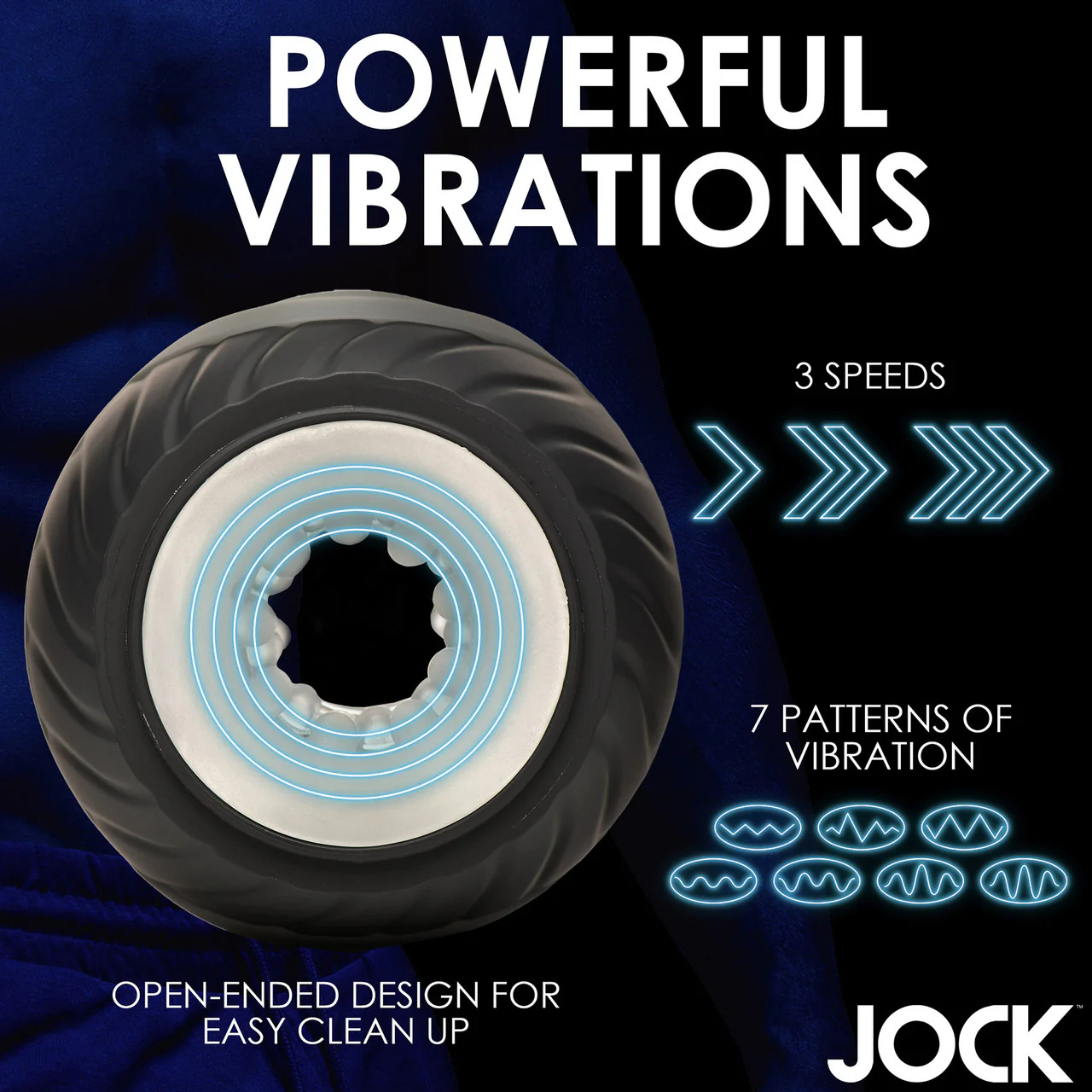 Jock 10X Vibrating & Squeezable Rechargeable Open Ended Penis Stroker - Image 13