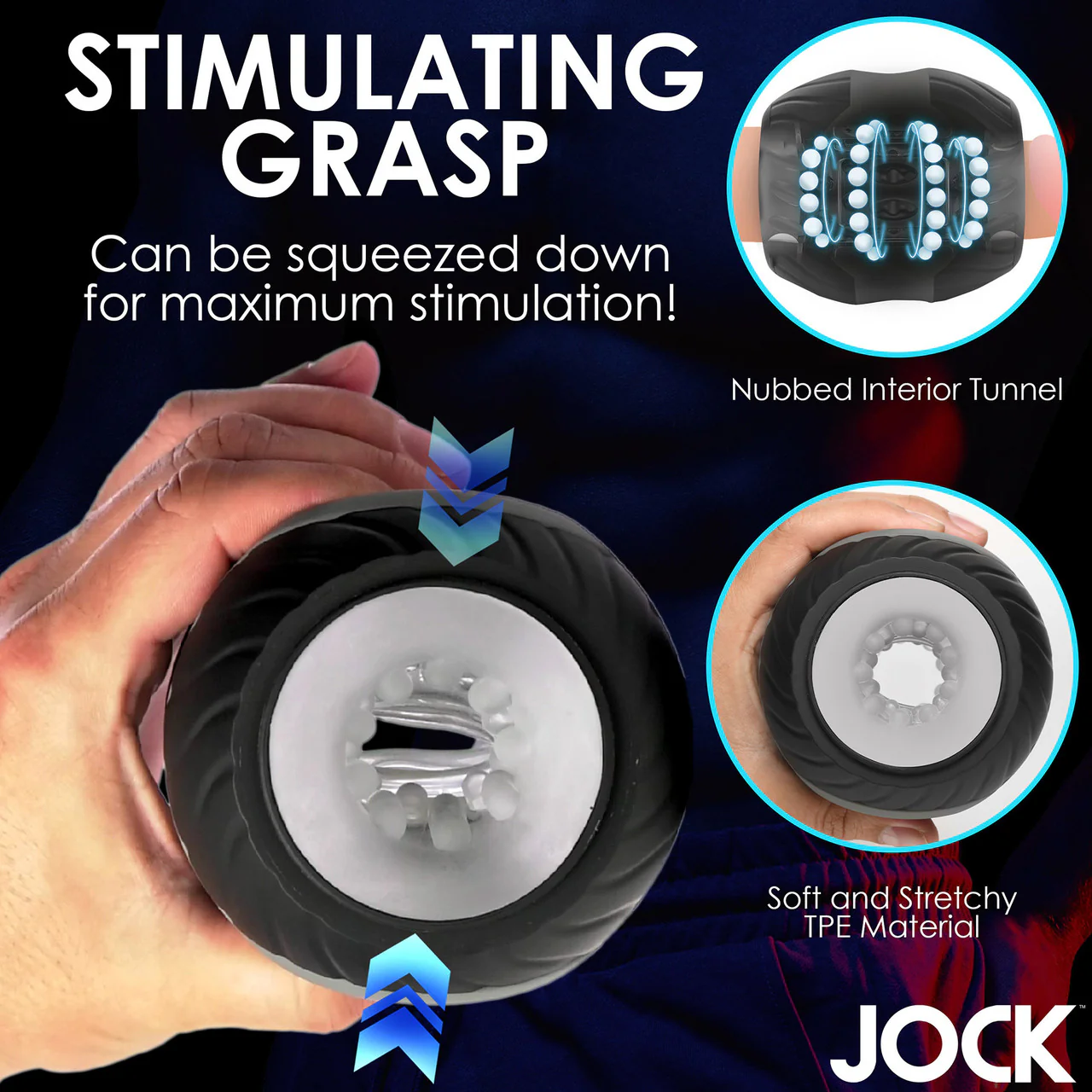 Jock 10X Vibrating & Squeezable Rechargeable Open Ended Penis Stroker - Image 14