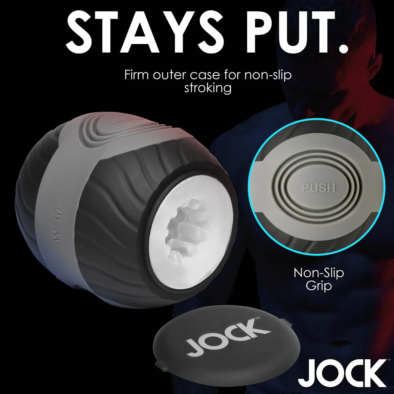 Jock 10X Vibrating & Squeezable Rechargeable Open Ended Penis Stroker - Image 17