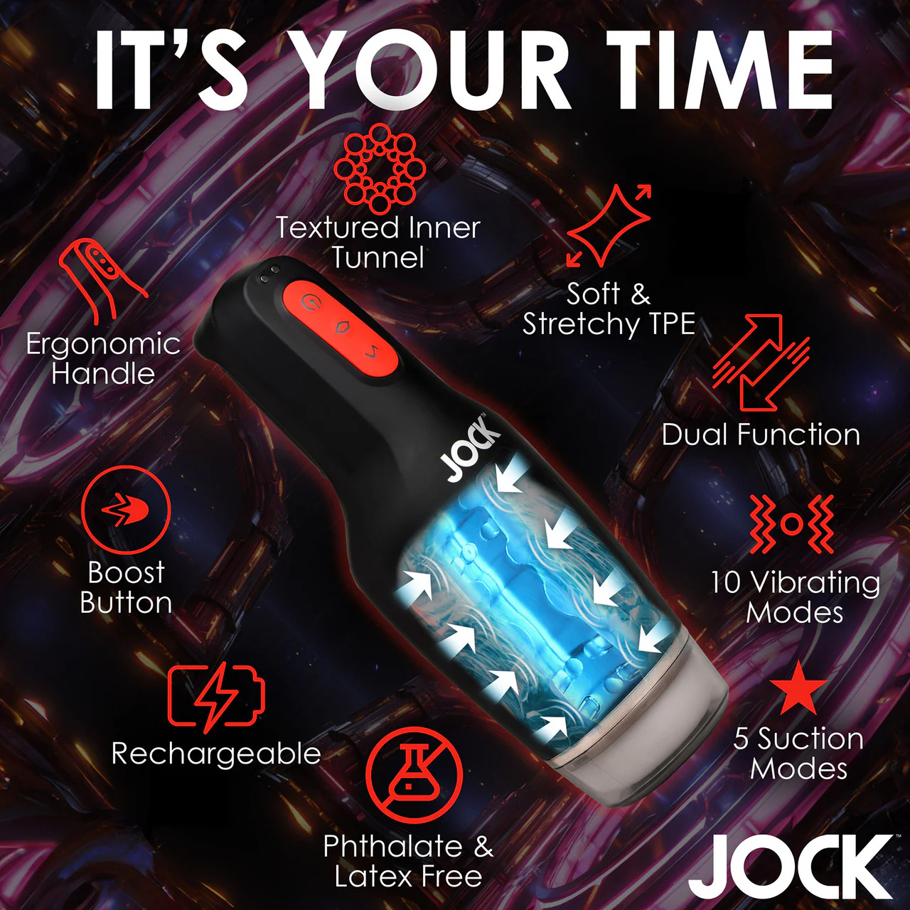 Jock 15X Sucking & Vibrating Rechargeable Penis Masturbator - Image 16