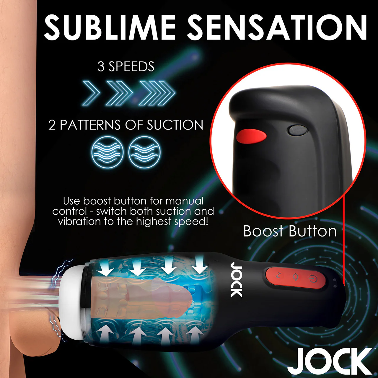Jock 15X Sucking & Vibrating Rechargeable Penis Masturbator - Image 17
