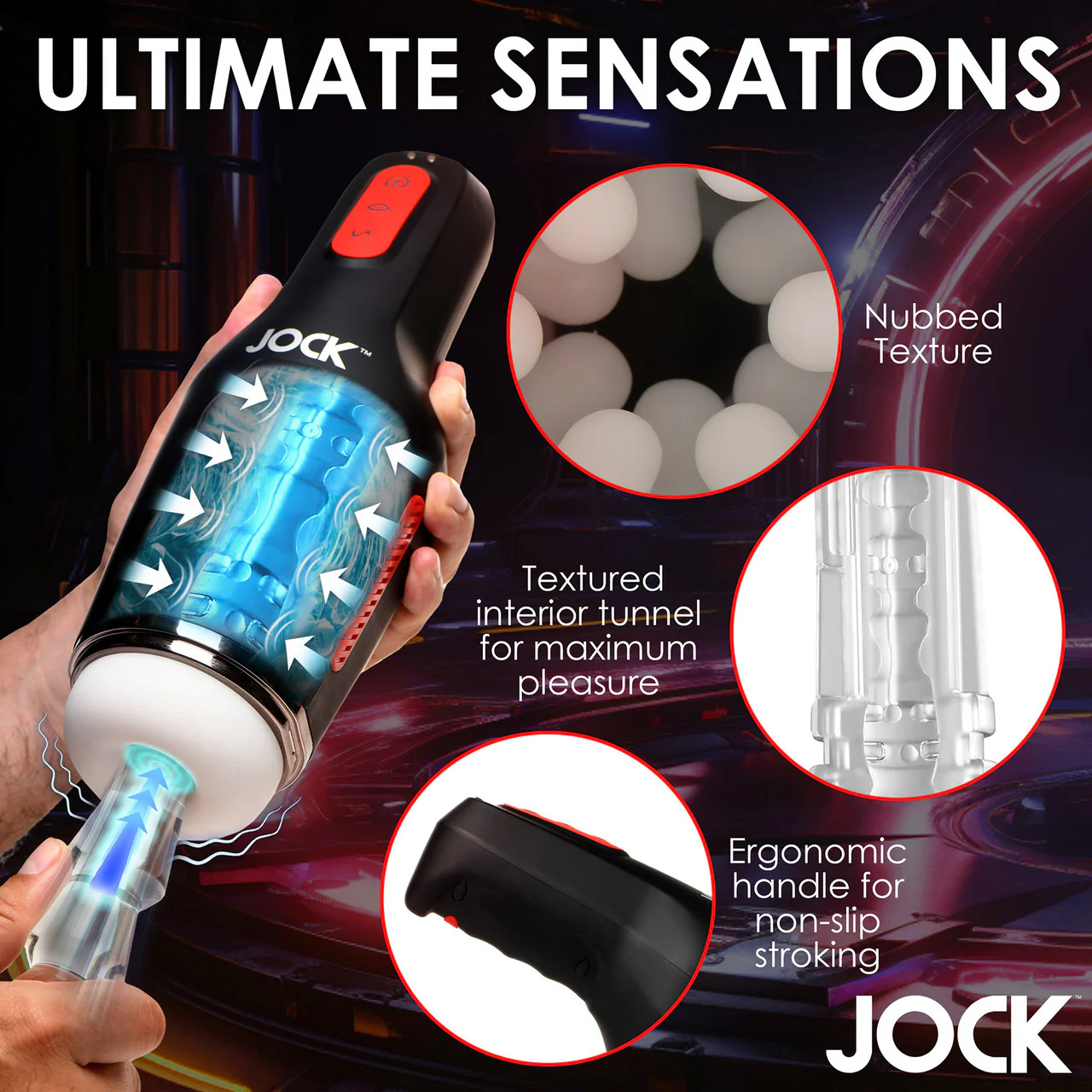 Jock 15X Sucking & Vibrating Rechargeable Penis Masturbator - Image 19