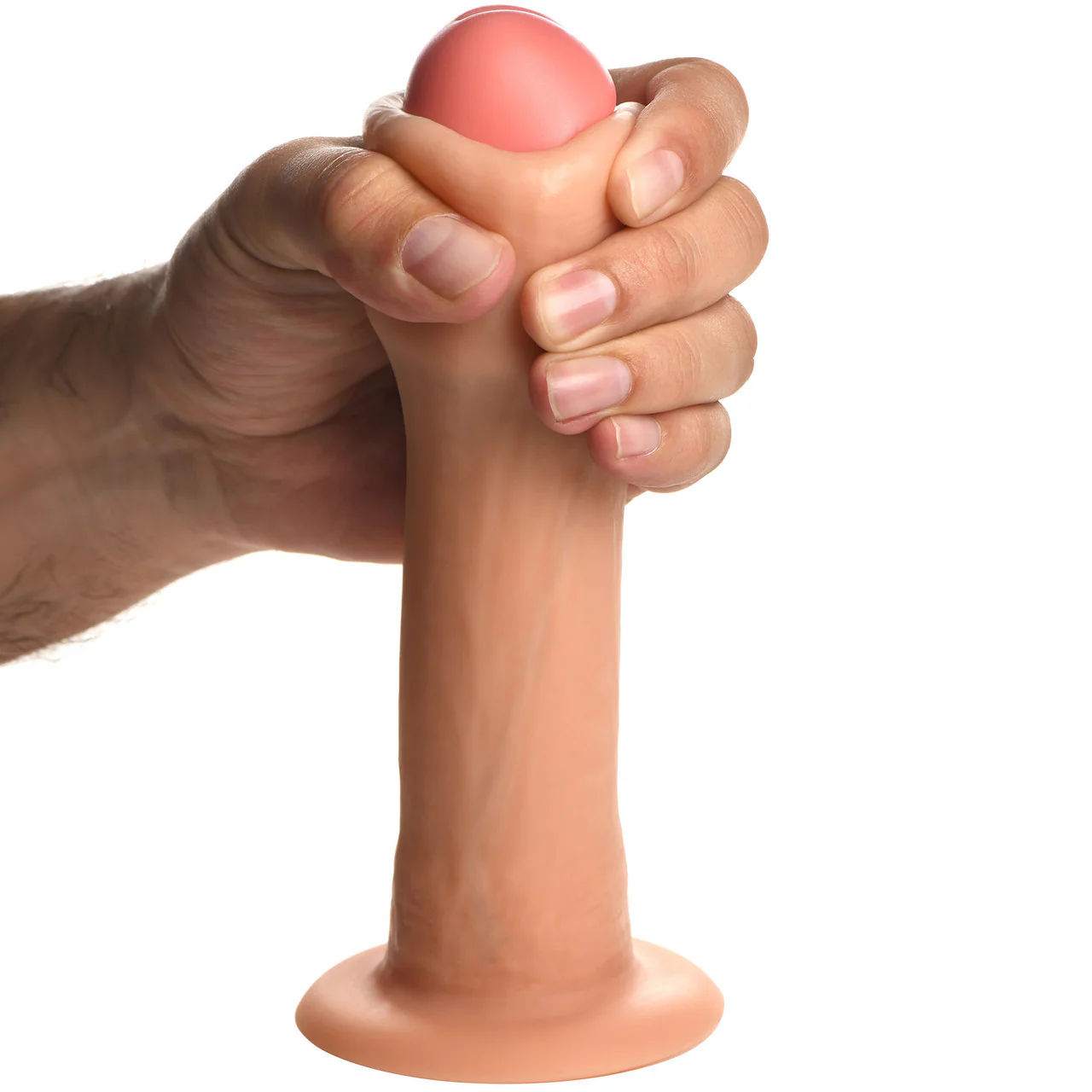 Jock Dual Density 8" Real Skin Realistic Silicone Suction Cup Dildo - Vanilla - Image 12