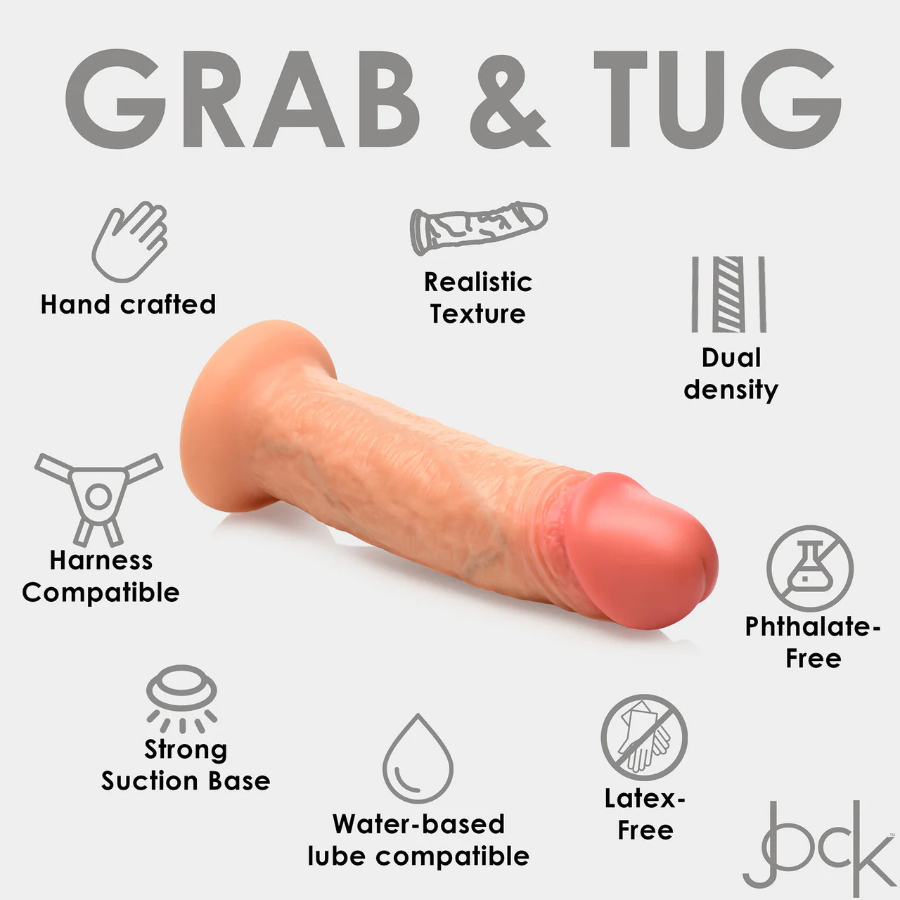 Jock Dual Density 8" Real Skin Realistic Silicone Suction Cup Dildo - Vanilla - Image 15