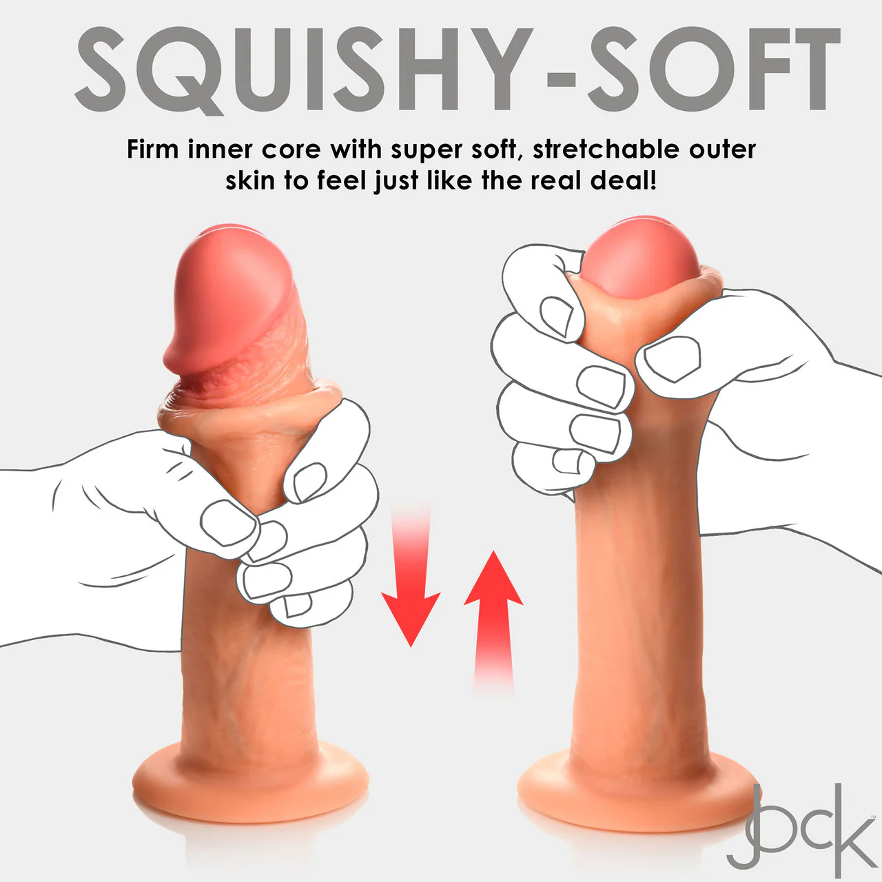 Jock Dual Density 8" Real Skin Realistic Silicone Suction Cup Dildo - Vanilla - Image 16