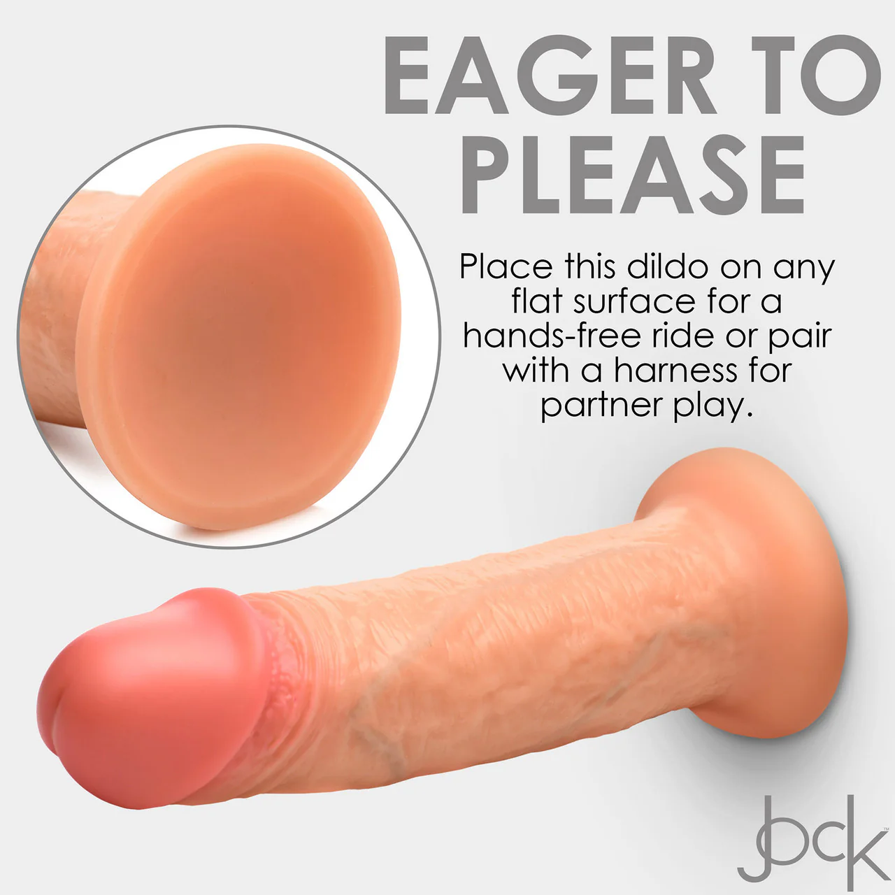 Jock Dual Density 8" Real Skin Realistic Silicone Suction Cup Dildo - Vanilla - Image 19
