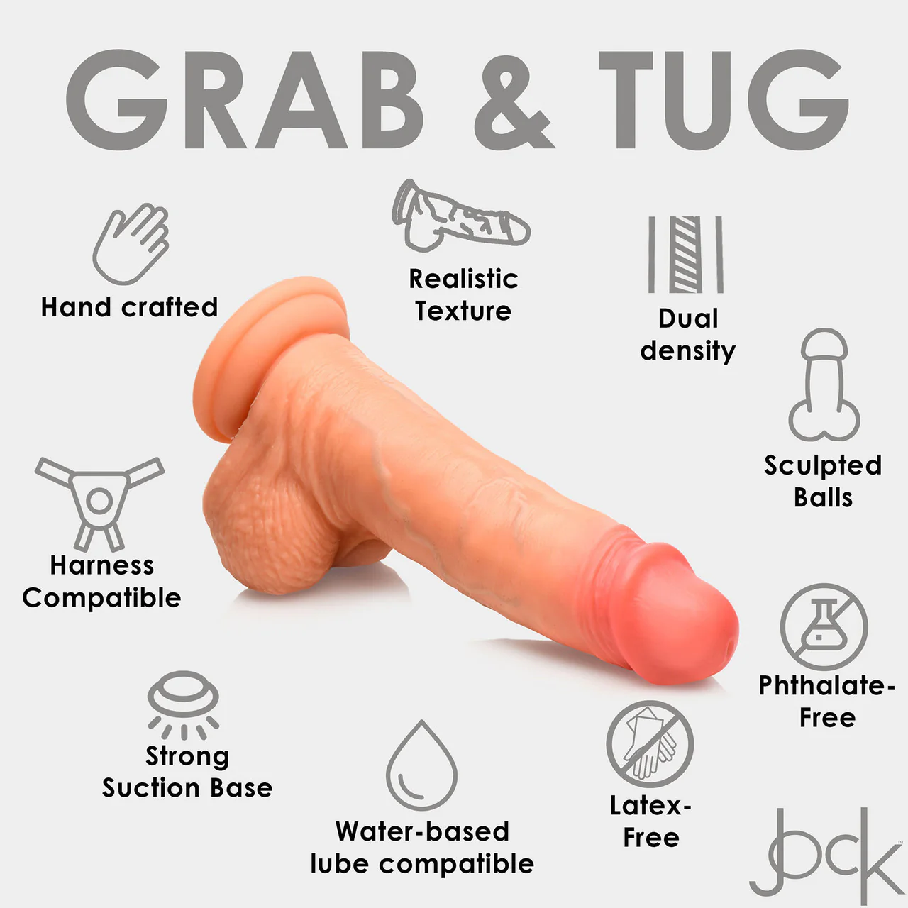 Jock Dual Density 8" Real Skin Realistic Silicone Suction Cup Dildo With Balls - Vanilla - Image 18