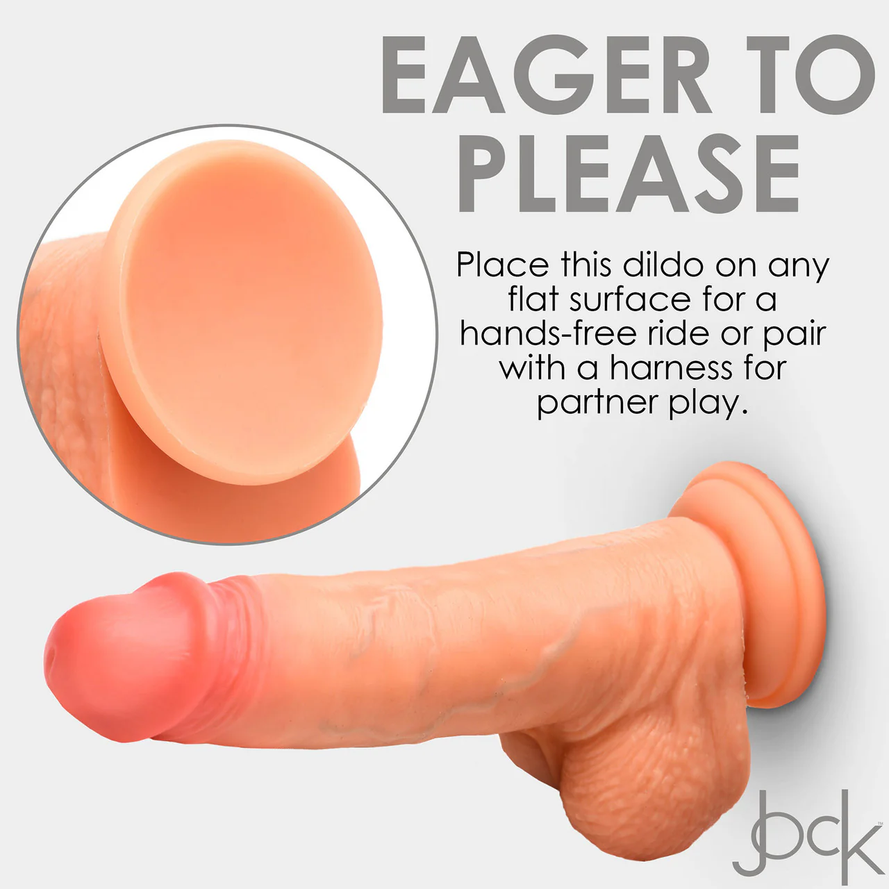 Jock Dual Density 8" Real Skin Realistic Silicone Suction Cup Dildo With Balls - Vanilla - Image 22