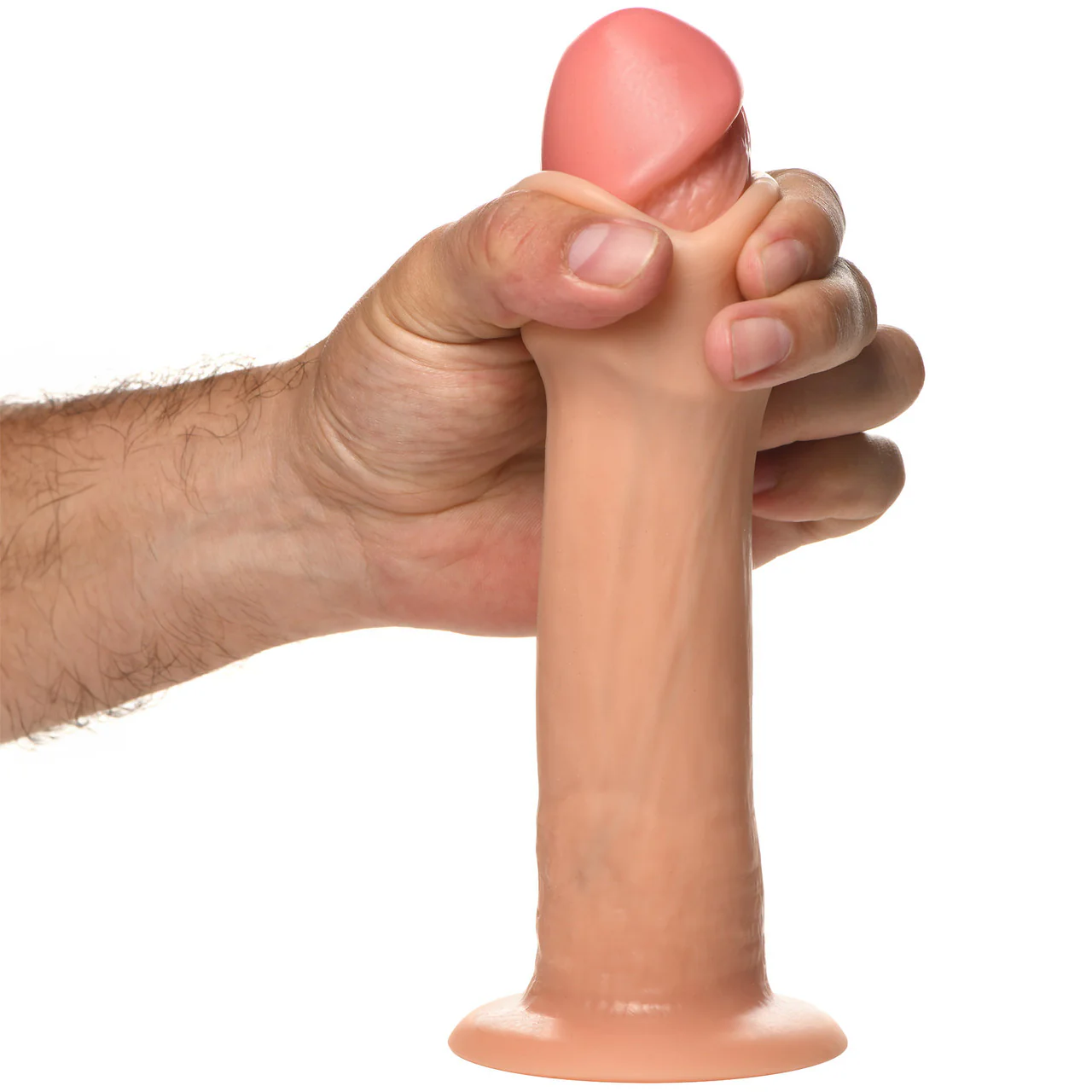 Jock Dual Density 8" Real Skin Rechargeable Vibrating Realistic Silicone Suction Cup Dildo - Vanilla - Image 14