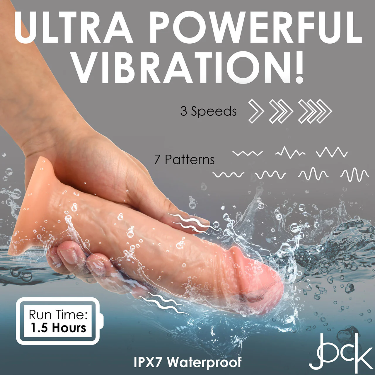 Jock Dual Density 8" Real Skin Rechargeable Vibrating Realistic Silicone Suction Cup Dildo - Vanilla - Image 16