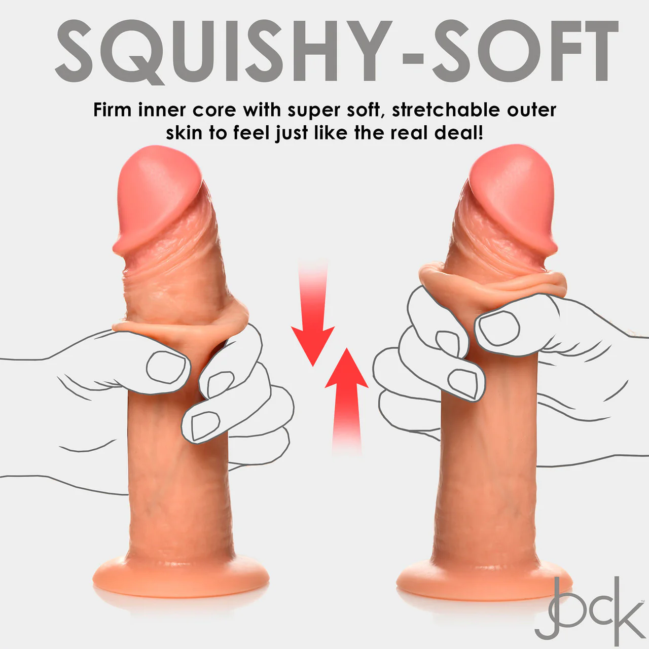 Jock Dual Density 8" Real Skin Rechargeable Vibrating Realistic Silicone Suction Cup Dildo - Vanilla - Image 17