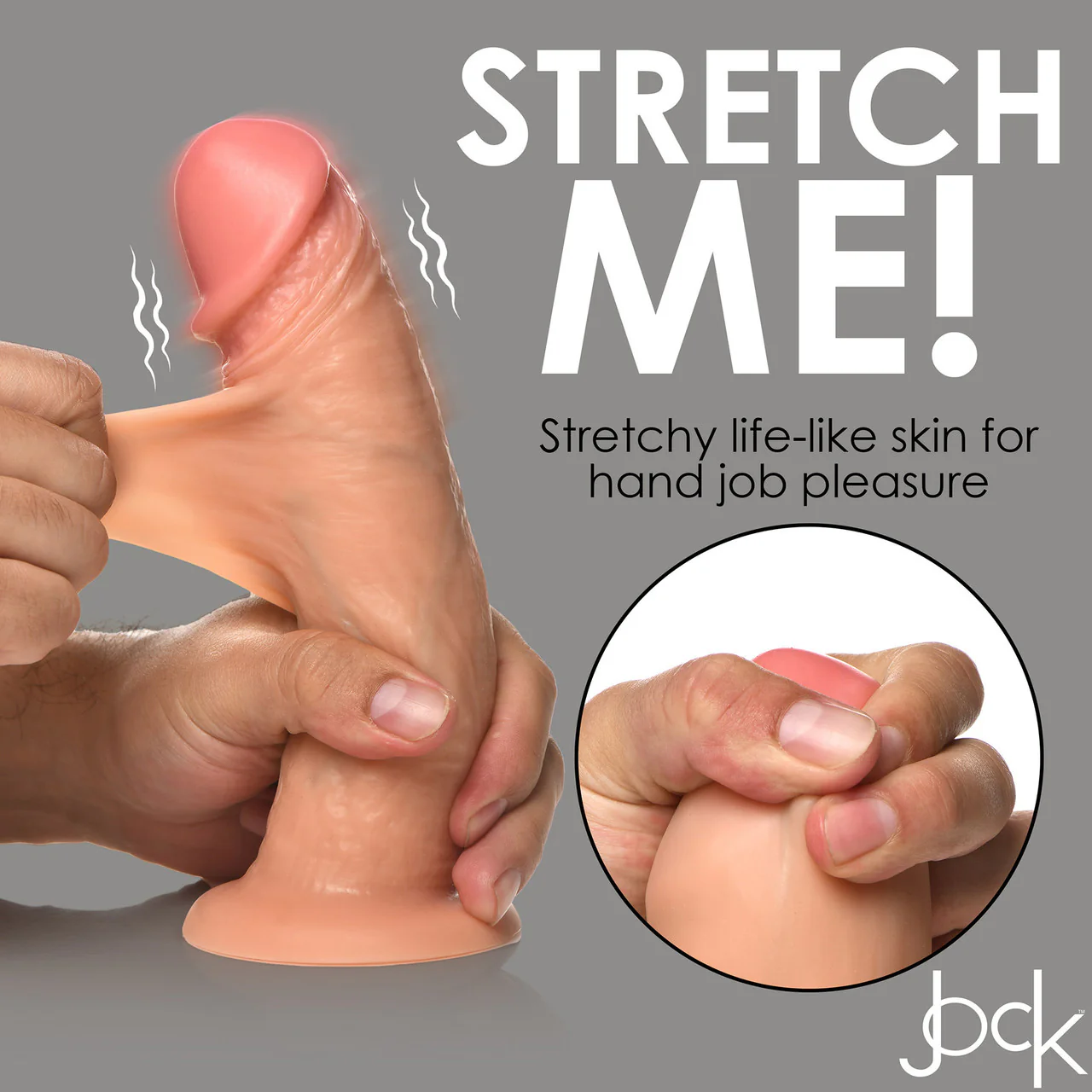 Jock Dual Density 8" Real Skin Rechargeable Vibrating Realistic Silicone Suction Cup Dildo - Vanilla - Image 18