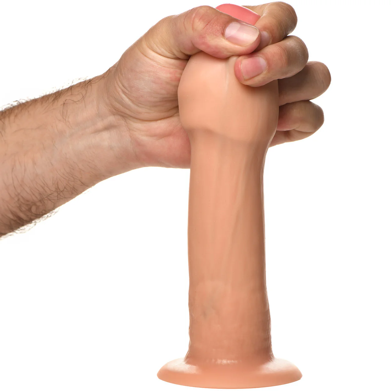 Jock Dual Density 8" Real Skin Rechargeable Vibrating Realistic Silicone Suction Cup Dildo - Vanilla - Image 6