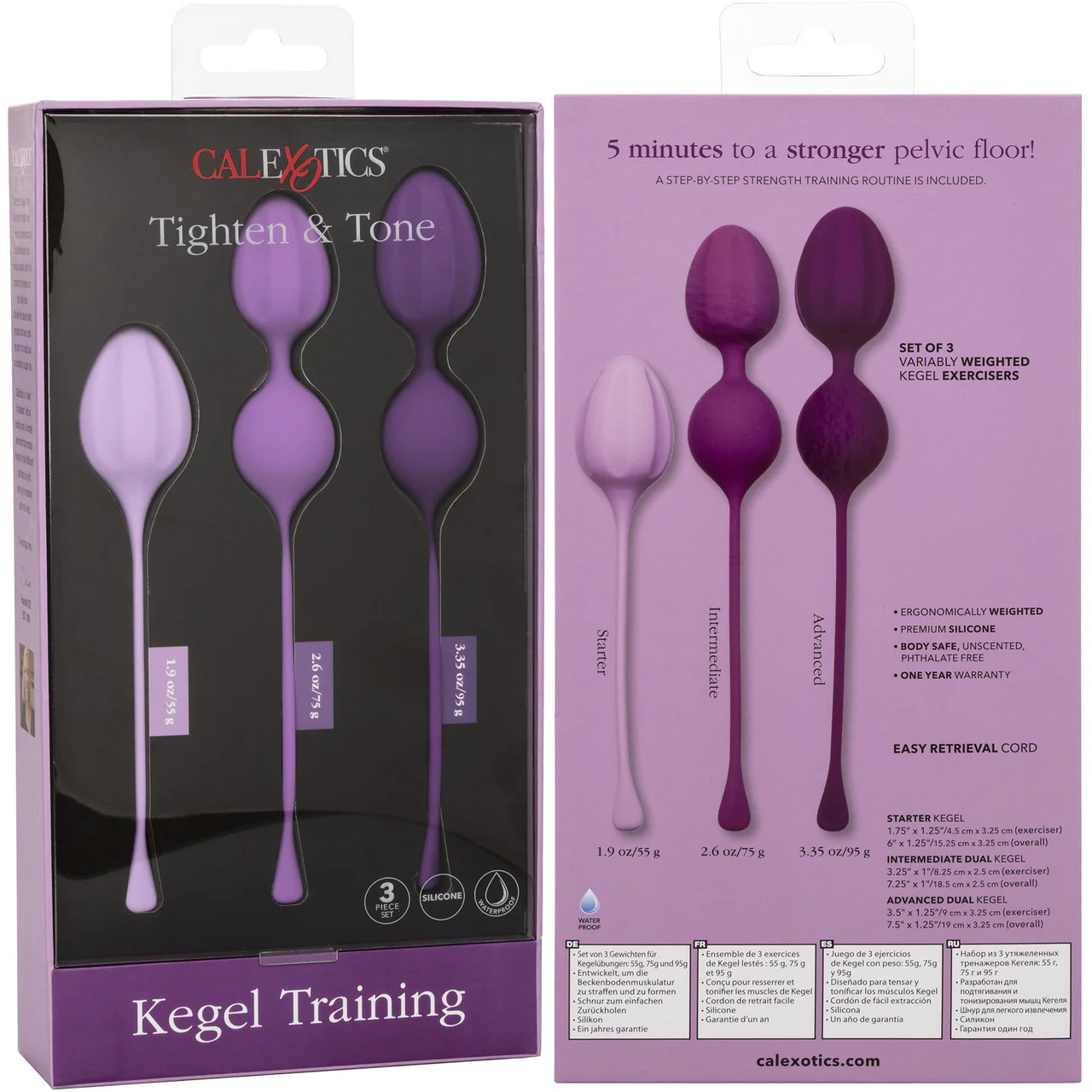 Kegel Training 3-Piece Silicone Set By CalExotics - Purple - Image 16