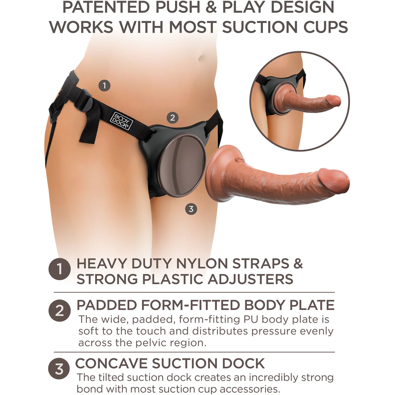 King Cock Elite Beginner's Body Dock Strap-on Kit With Silicone 7 Inch Dildo - Caramel - Image 8