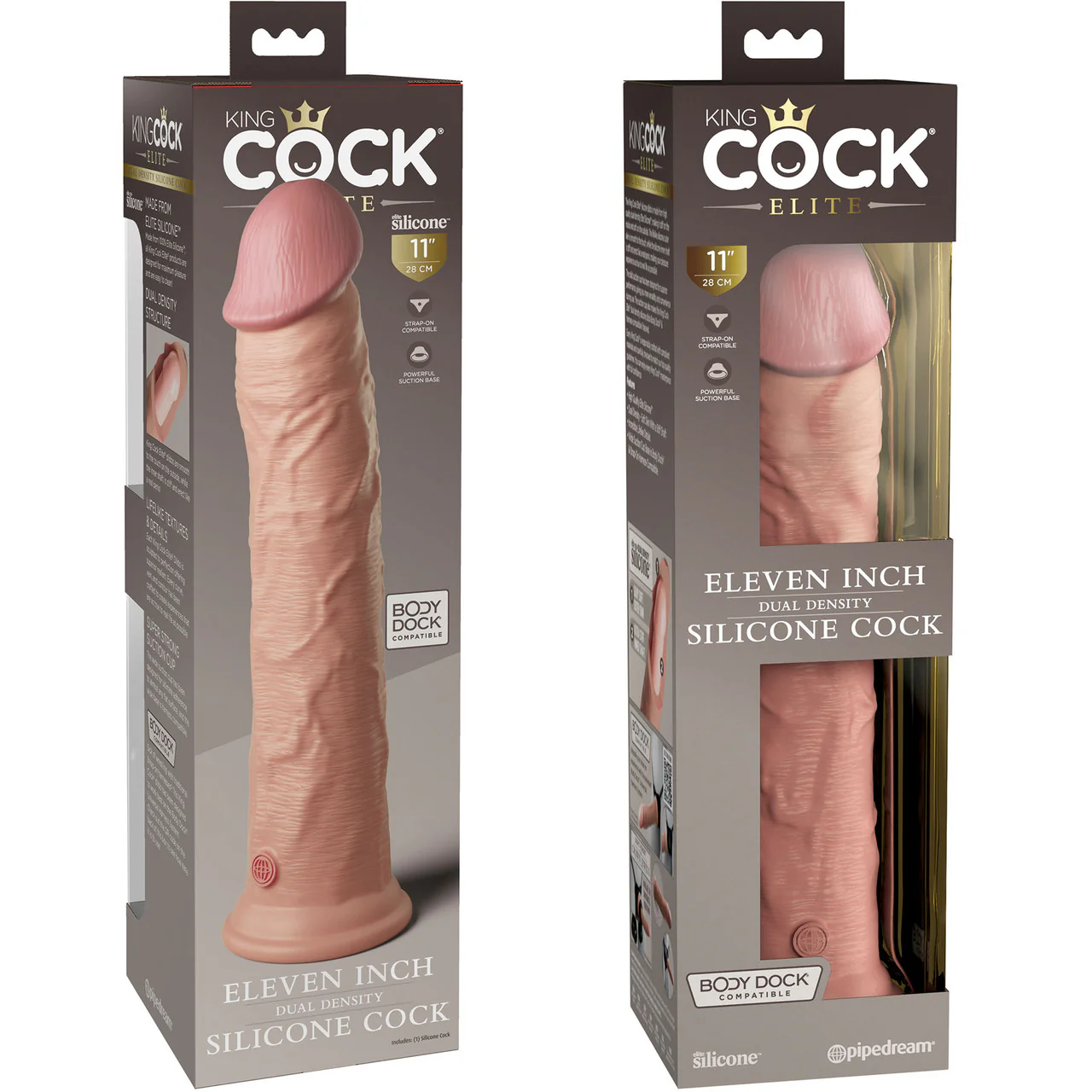 King Cock Elite Dual Density 11" Silicone Suction Cup Dildo - Vanilla - Image 5