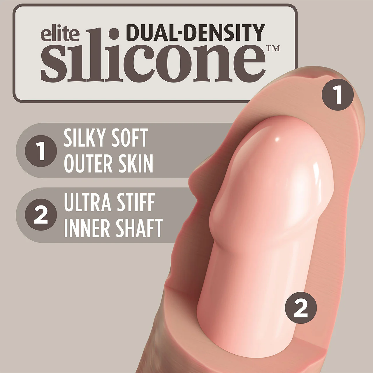 King Cock Elite Dual Density 6" Silicone Suction Cup Dildo - Vanilla - Image 4