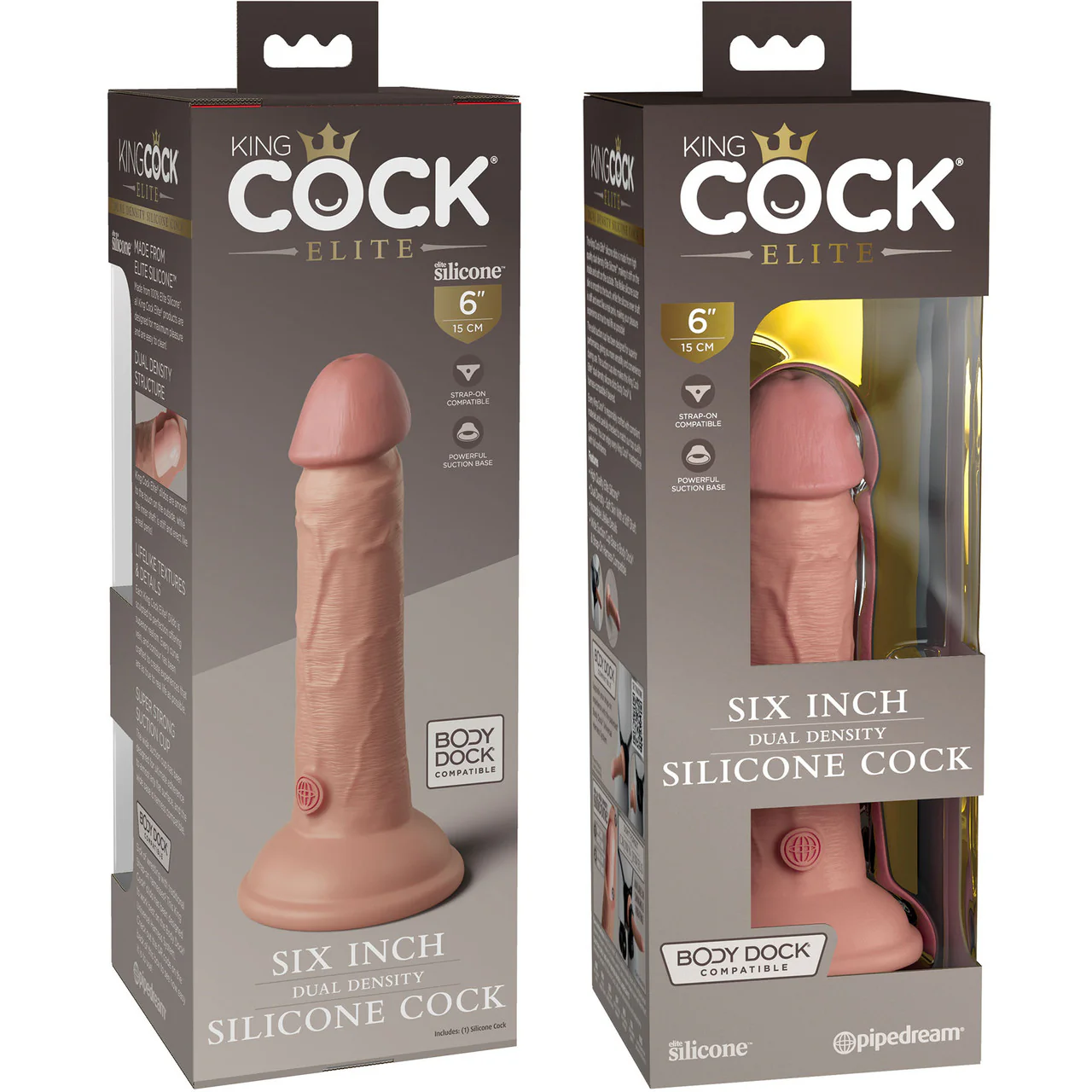 King Cock Elite Dual Density 6" Silicone Suction Cup Dildo - Vanilla - Image 5