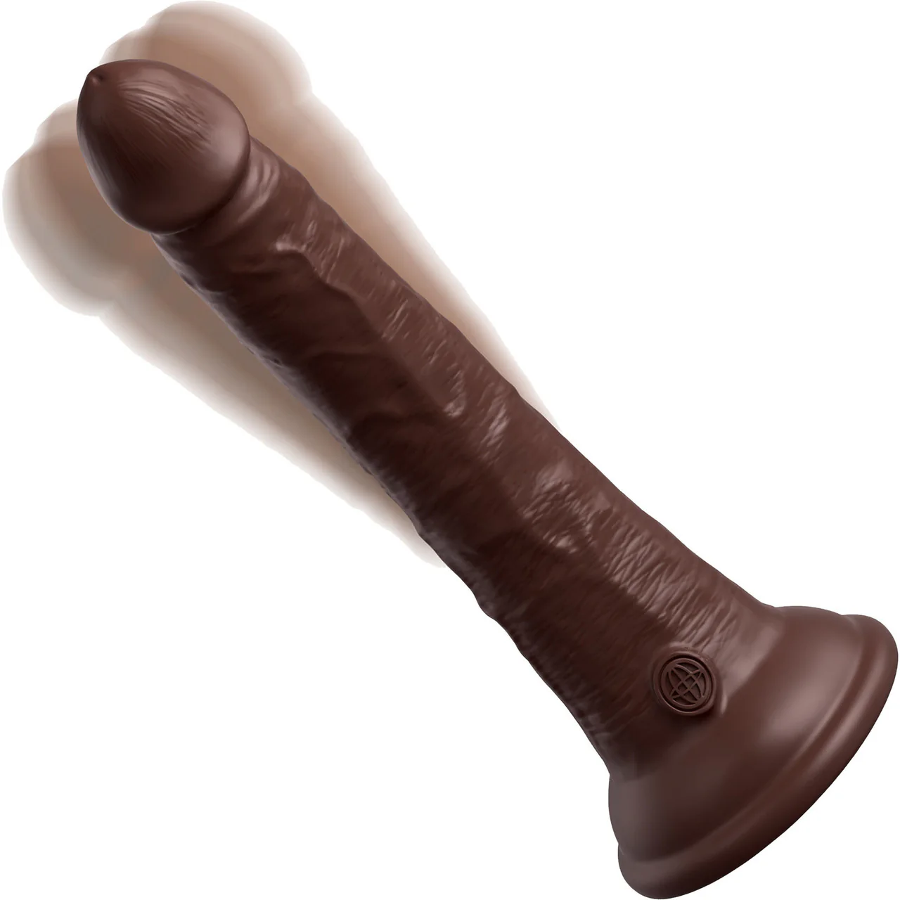 King Cock Elite Dual Density 7" Vibrating Silicone Suction Cup Dildo With Remote - Chocolate - Image 2