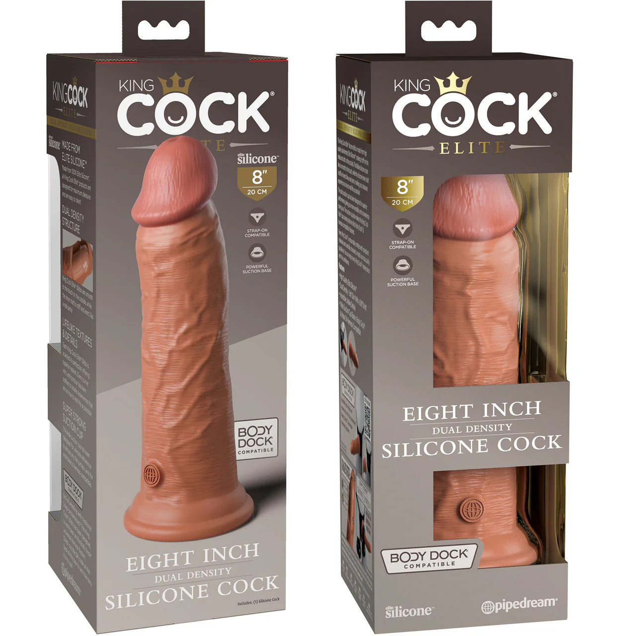 King Cock Elite Dual Density 8" Silicone Suction Cup Dildo - Caramel - Image 5
