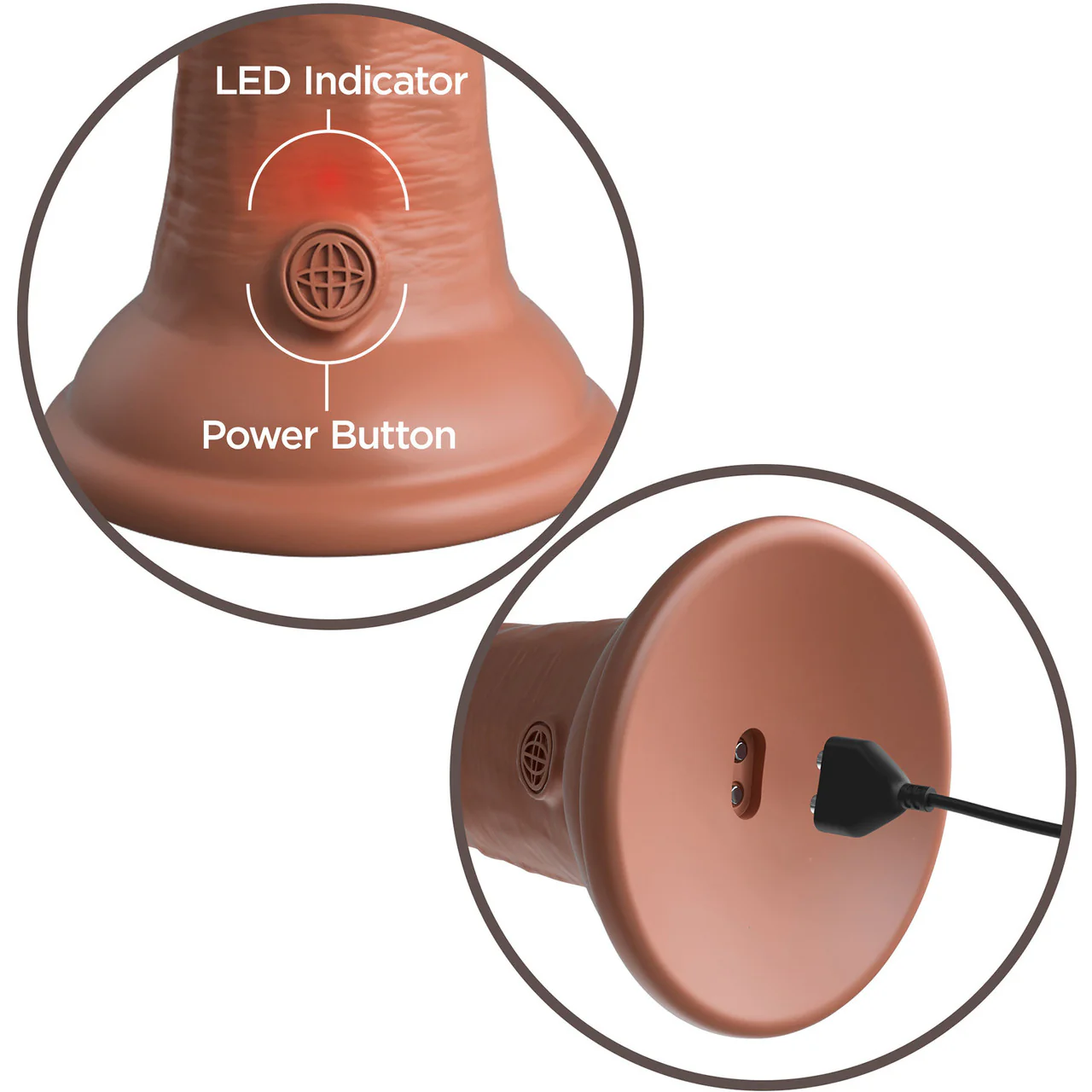 King Cock Elite Dual Density 8" Vibrating Silicone Suction Cup Dildo - Caramel - Image 4