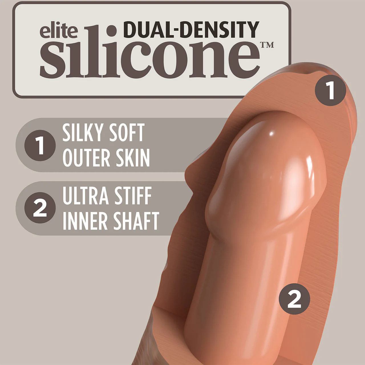 King Cock Elite Dual Density 8" Vibrating Silicone Suction Cup Dildo - Caramel - Image 5