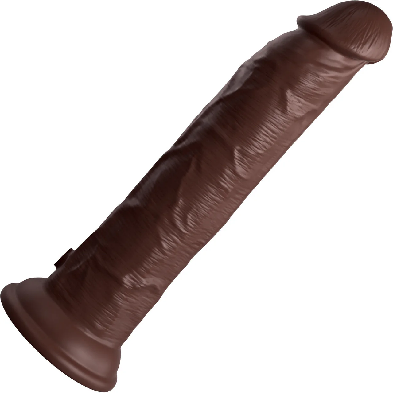 King Cock Elite Dual Density 9" Vibrating Silicone Suction Cup Dildo With Remote - Chocolate