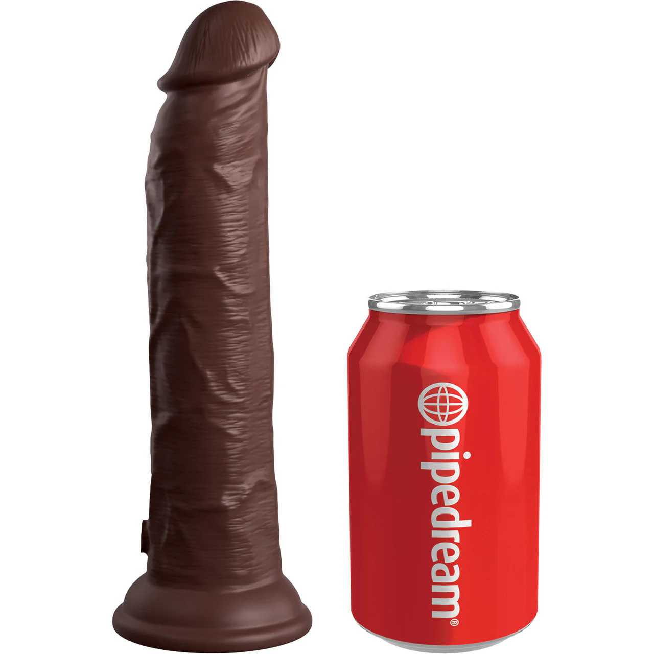 King Cock Elite Dual Density 9" Vibrating Silicone Suction Cup Dildo With Remote - Chocolate - Image 3