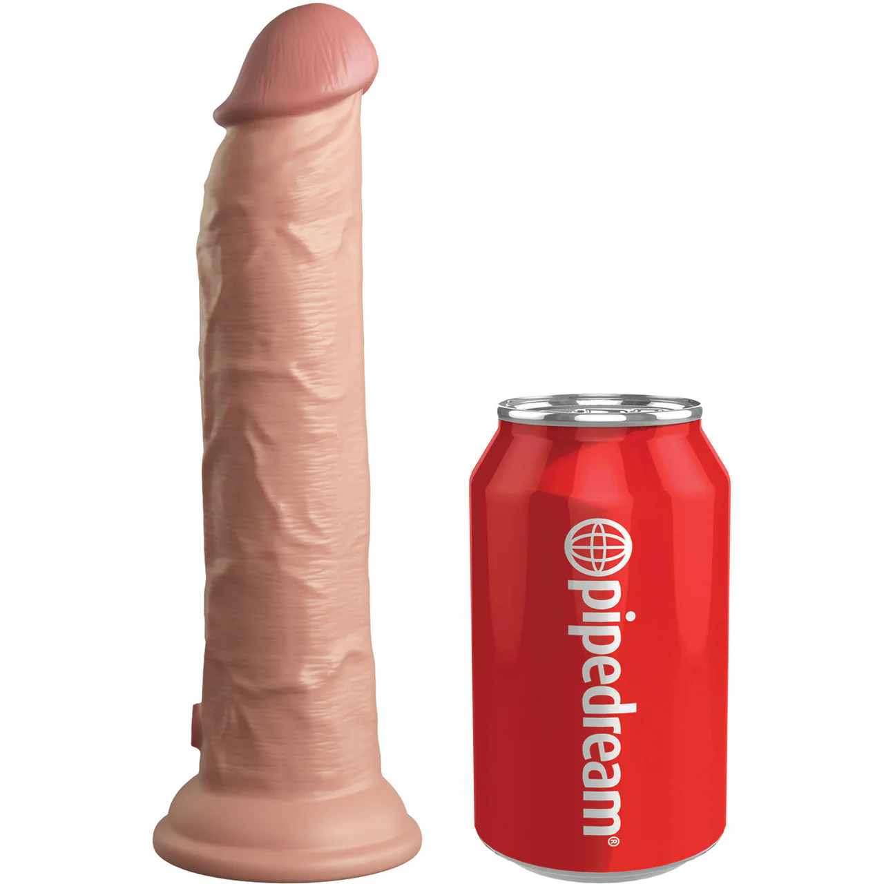 King Cock Elite Dual Density 9" Vibrating Silicone Suction Cup Dildo With Remote - Vanilla - Image 3