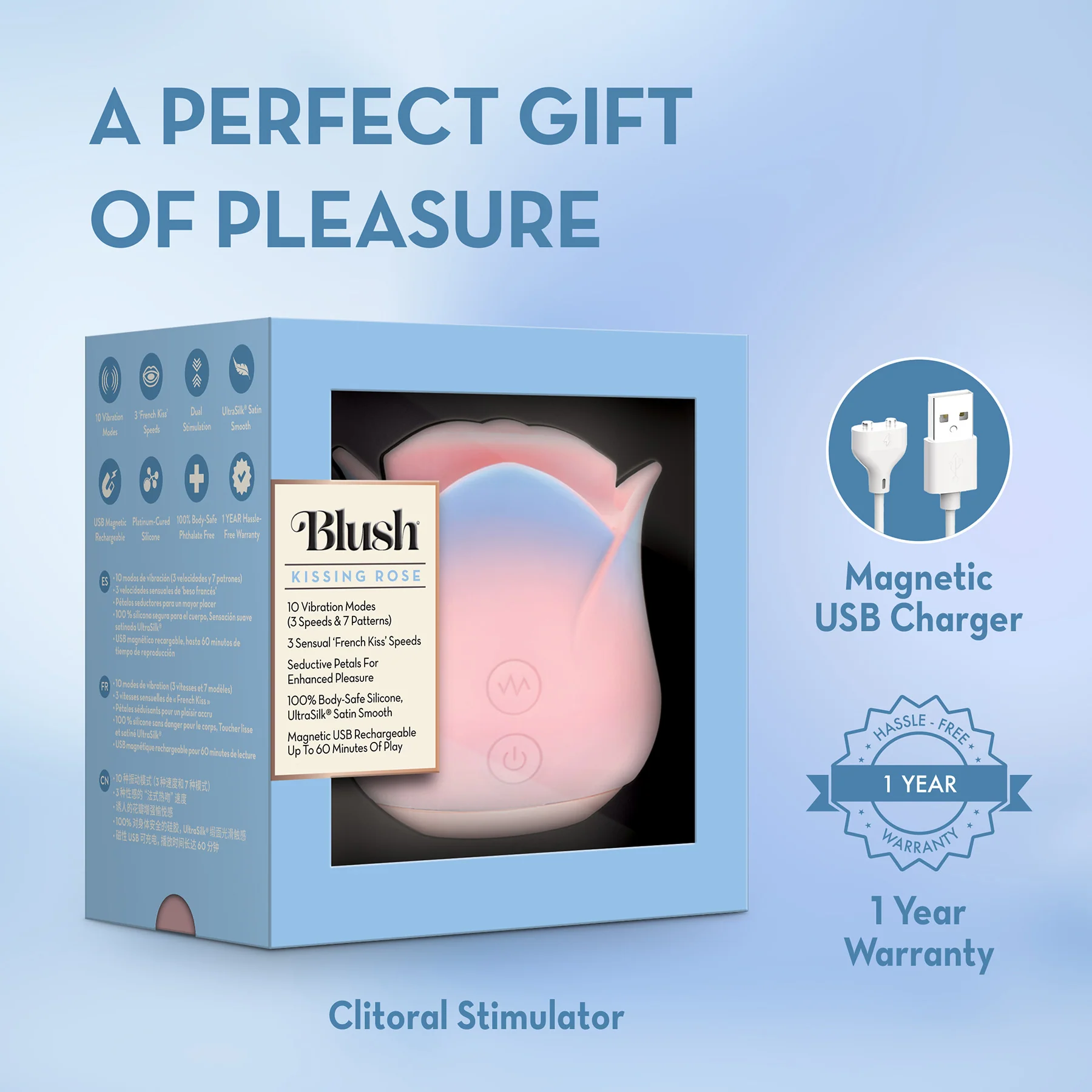 Kissing Rose Rechargeable Silicone Clitoral Stimulator By Blush - Image 12