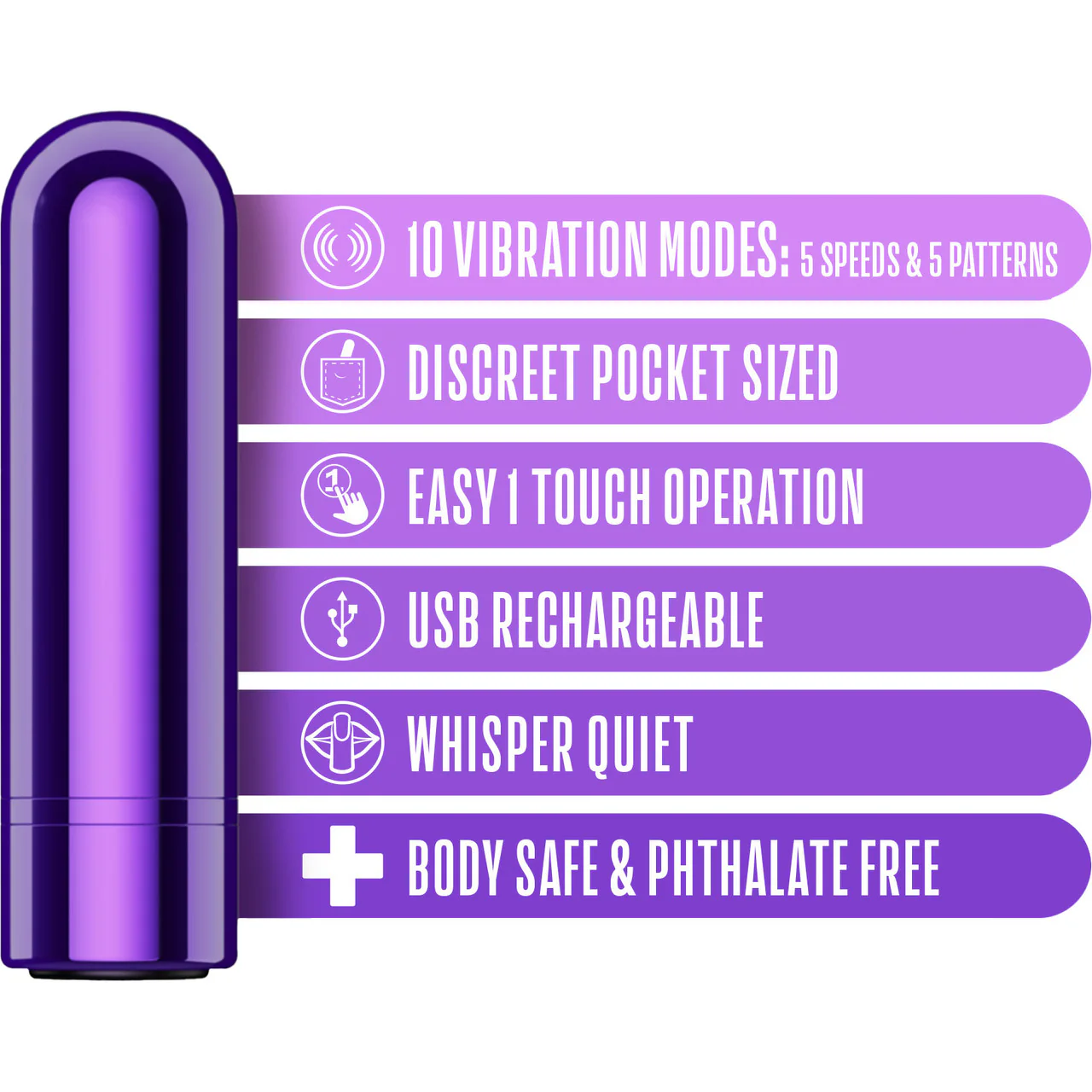 Kool Vibes Rechargeable Mini Bullet Vibrator By Blush - Grape - Image 4