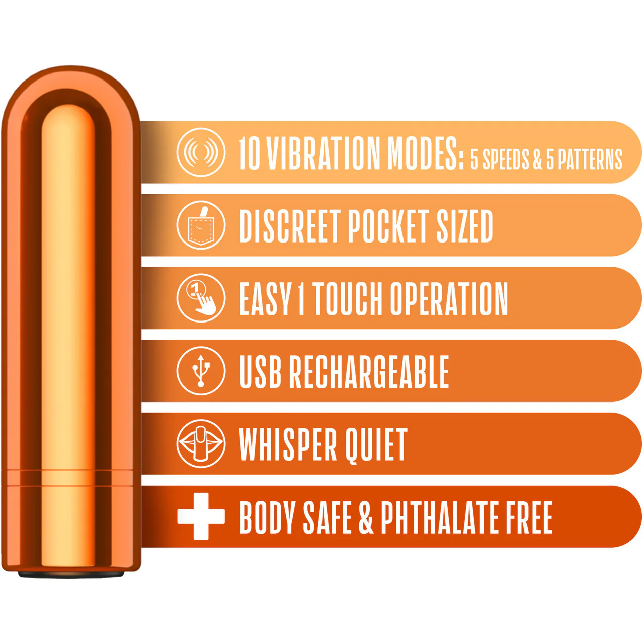 Kool Vibes Rechargeable Mini Bullet Vibrator By Blush - Tangerine - Image 4