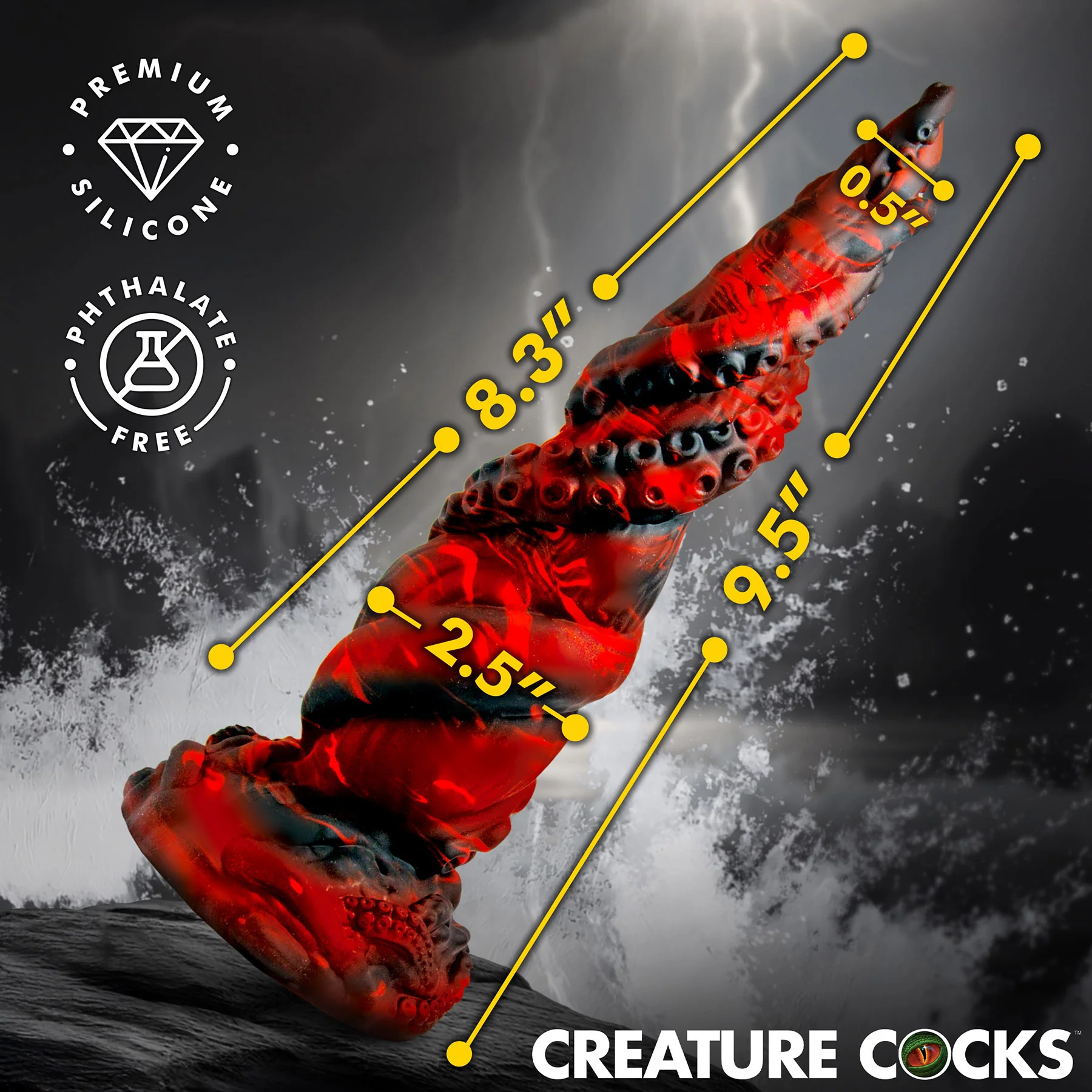 Kraken Spawn Tentacle 9.5" Silicone Suction Cup Dildo By Creature Cocks - Image 8